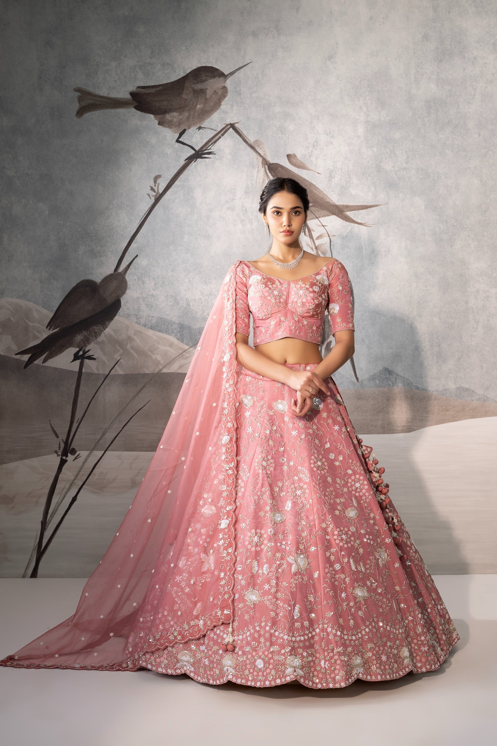 ROSE PINK FLORAL LEHENGA