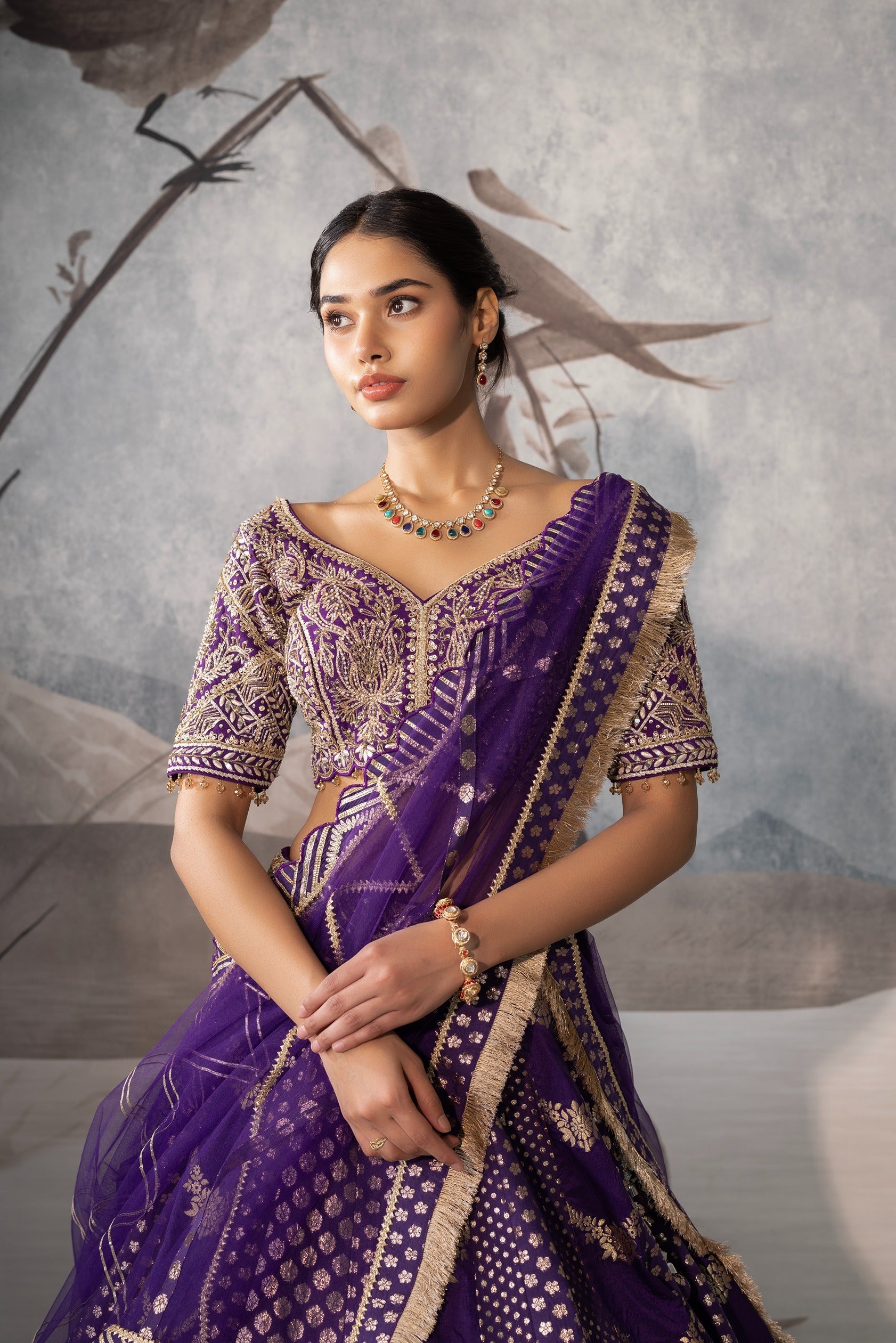 PURPLE SILK LEHENGA