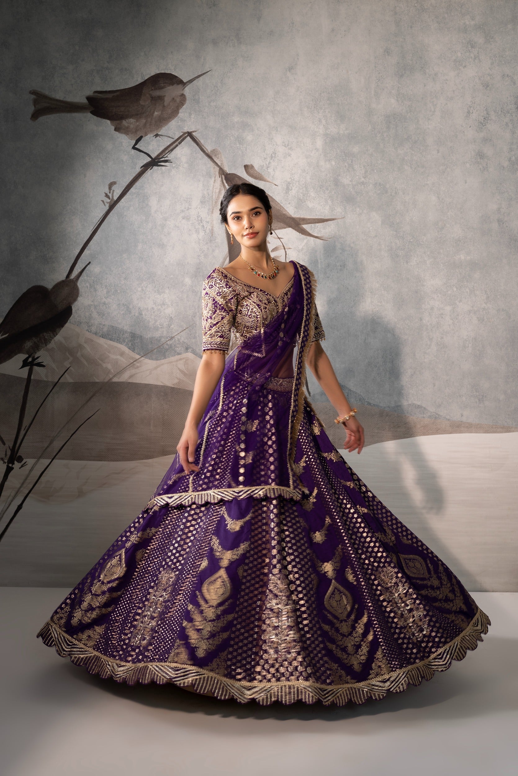PURPLE SILK LEHENGA