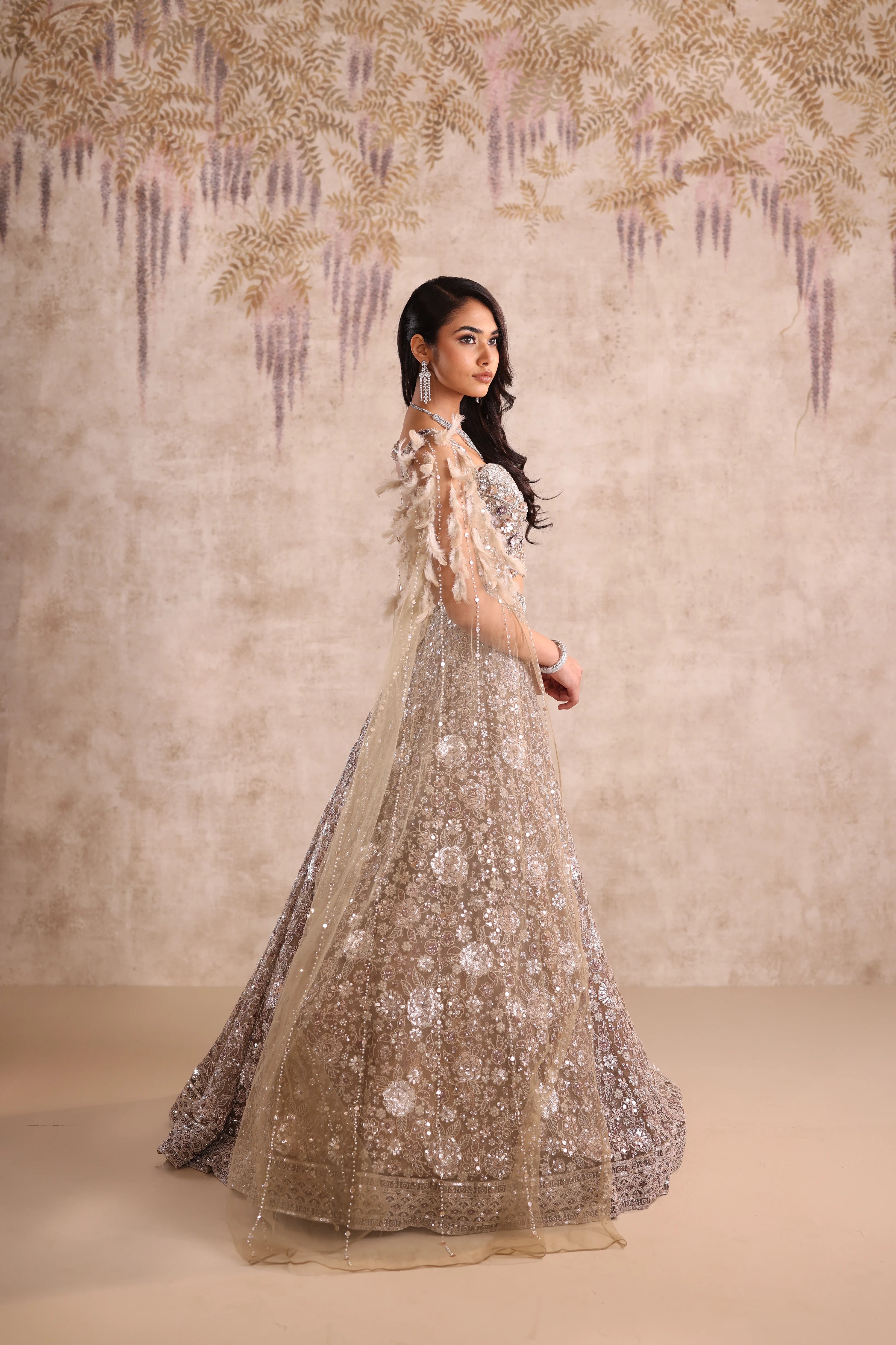 White Embroidered party wear Lehenga