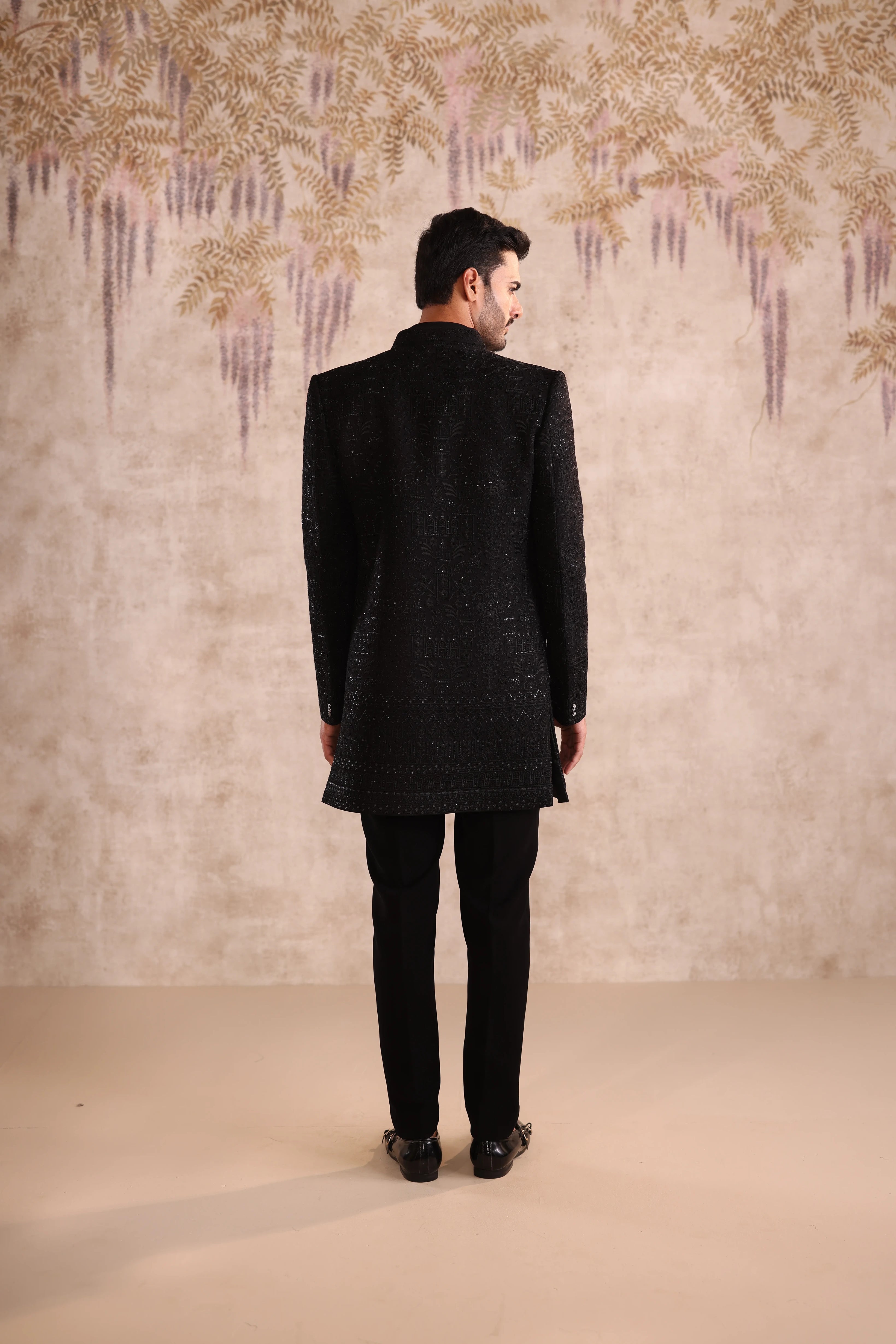 Black Double layer indo with short jacket and detailing with buttons