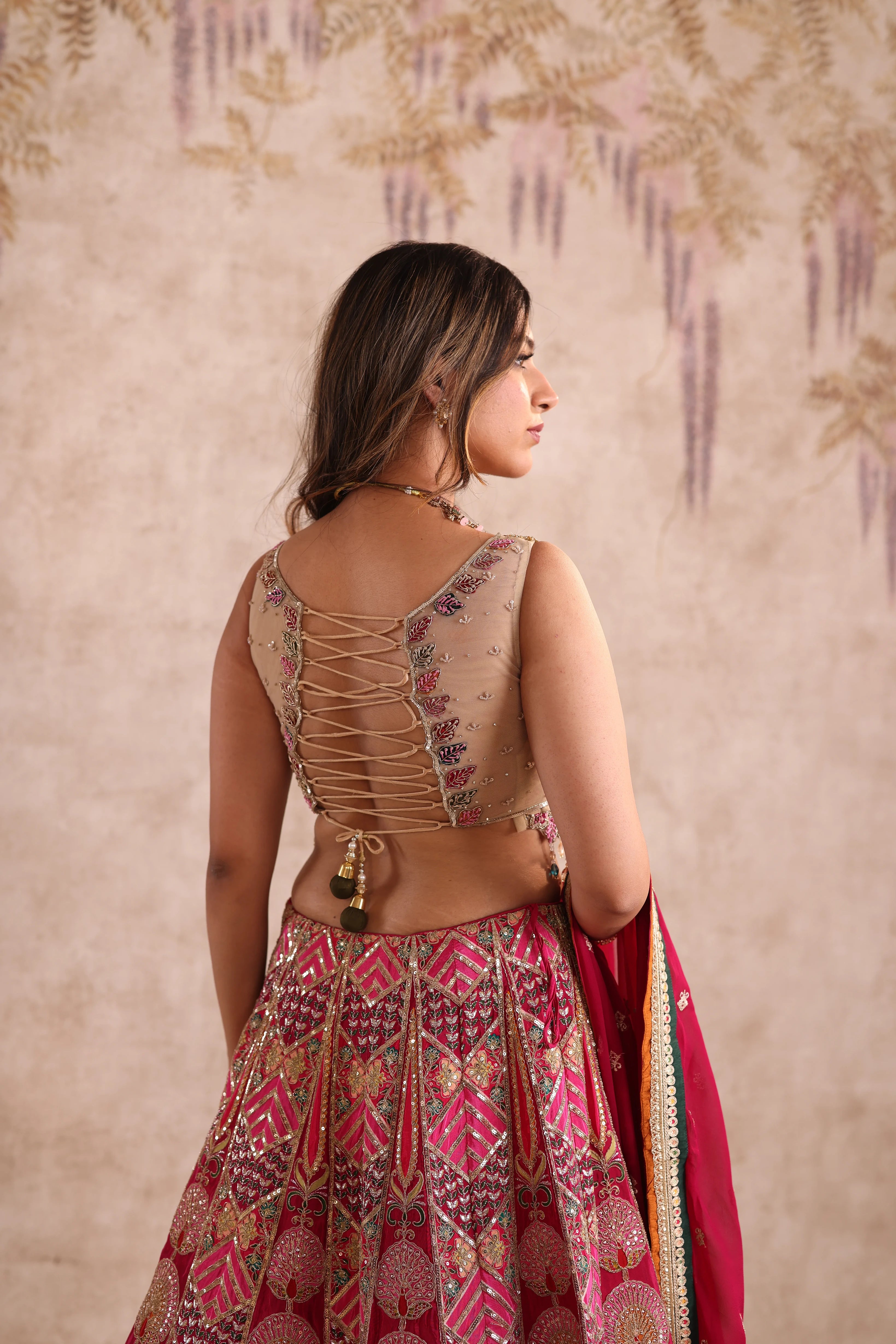 Pink Multi-Color Embroidered party wear Lehenga