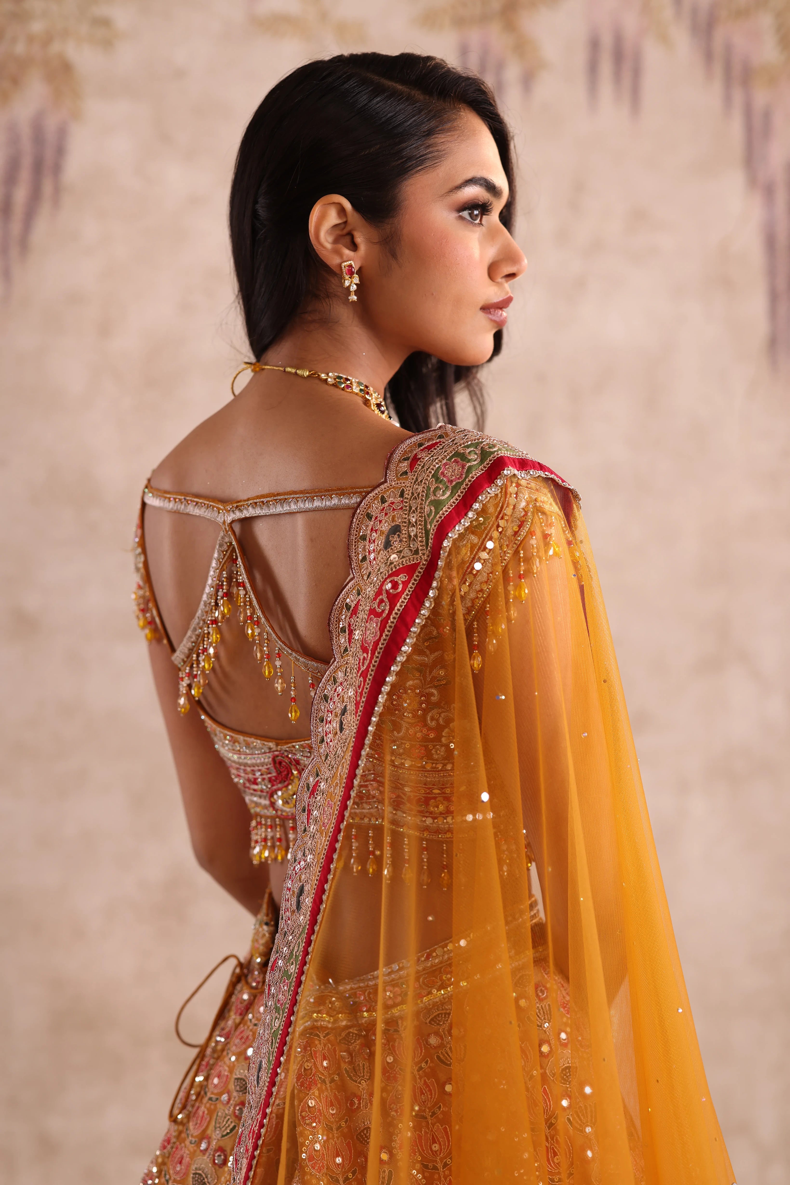 Yellow Embroidered Party Wear Lehenga