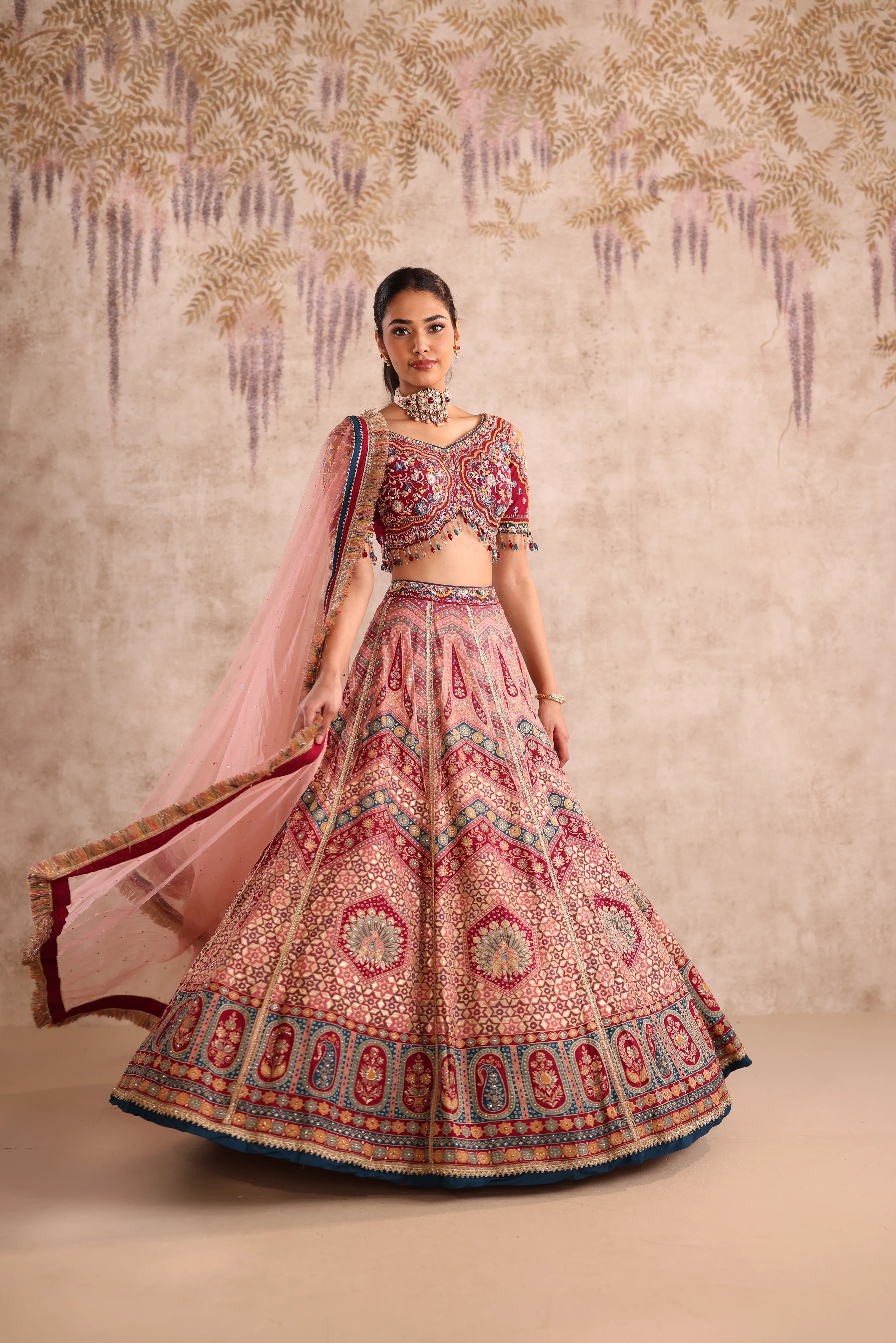 Multi-Colored Traditional Embroidered Party Wear Lehenga
