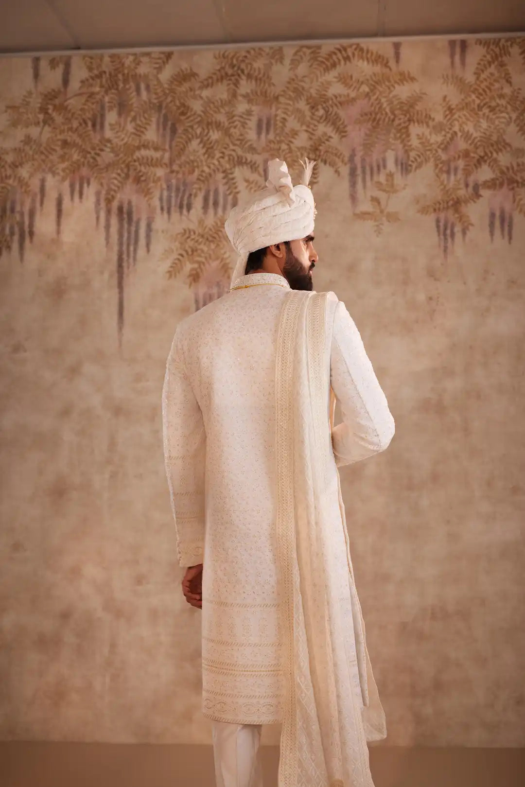 Elegant White Georgette Sherwani for Groom | Premium Wedding Sherwani