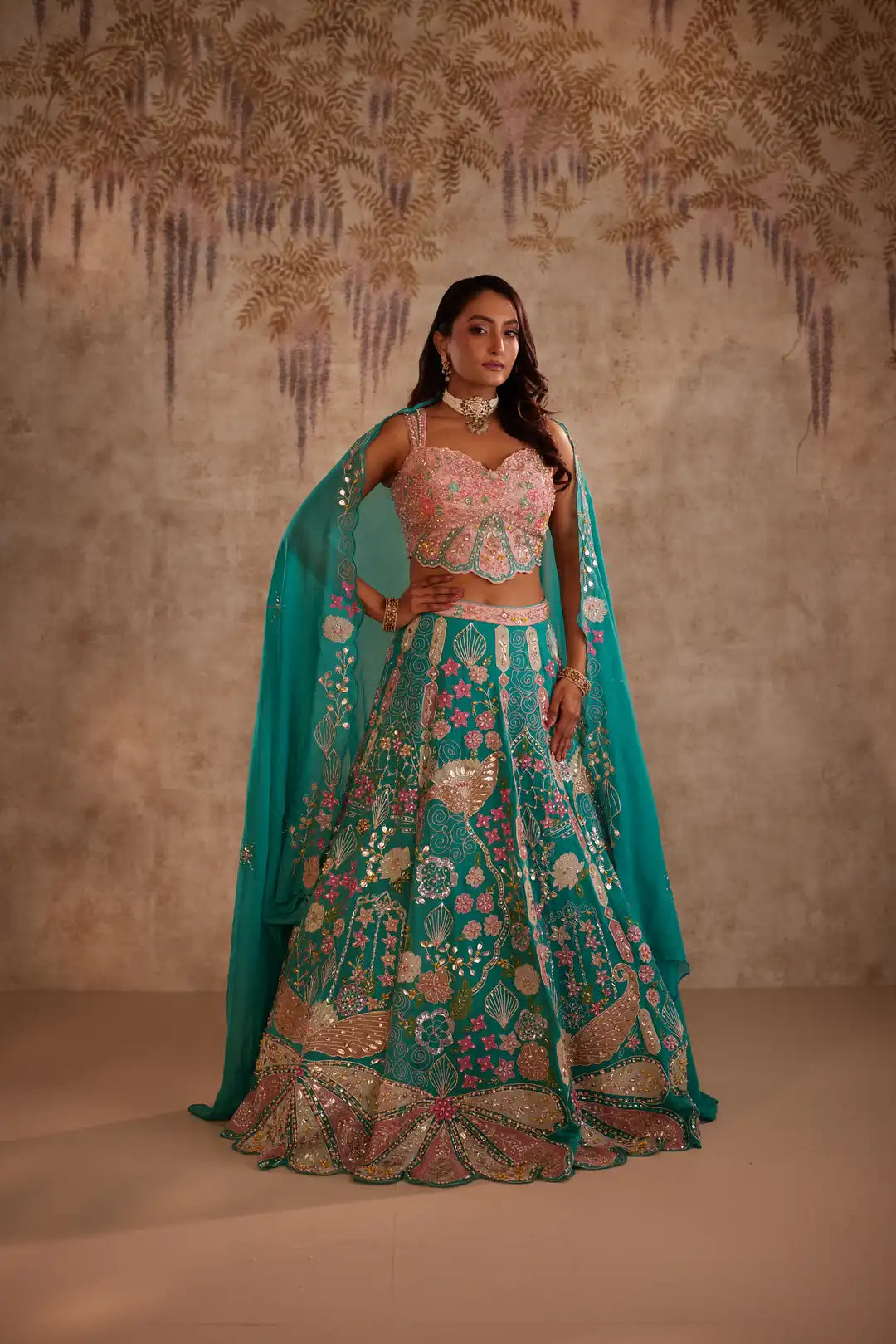 Mystic teal lehenga set