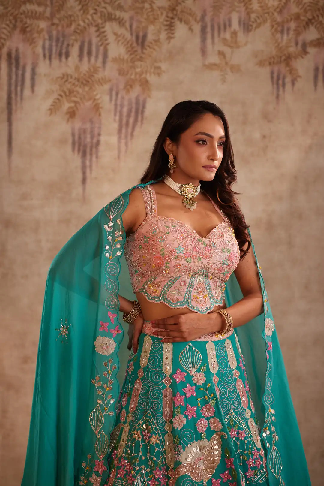 Mystic teal lehenga set