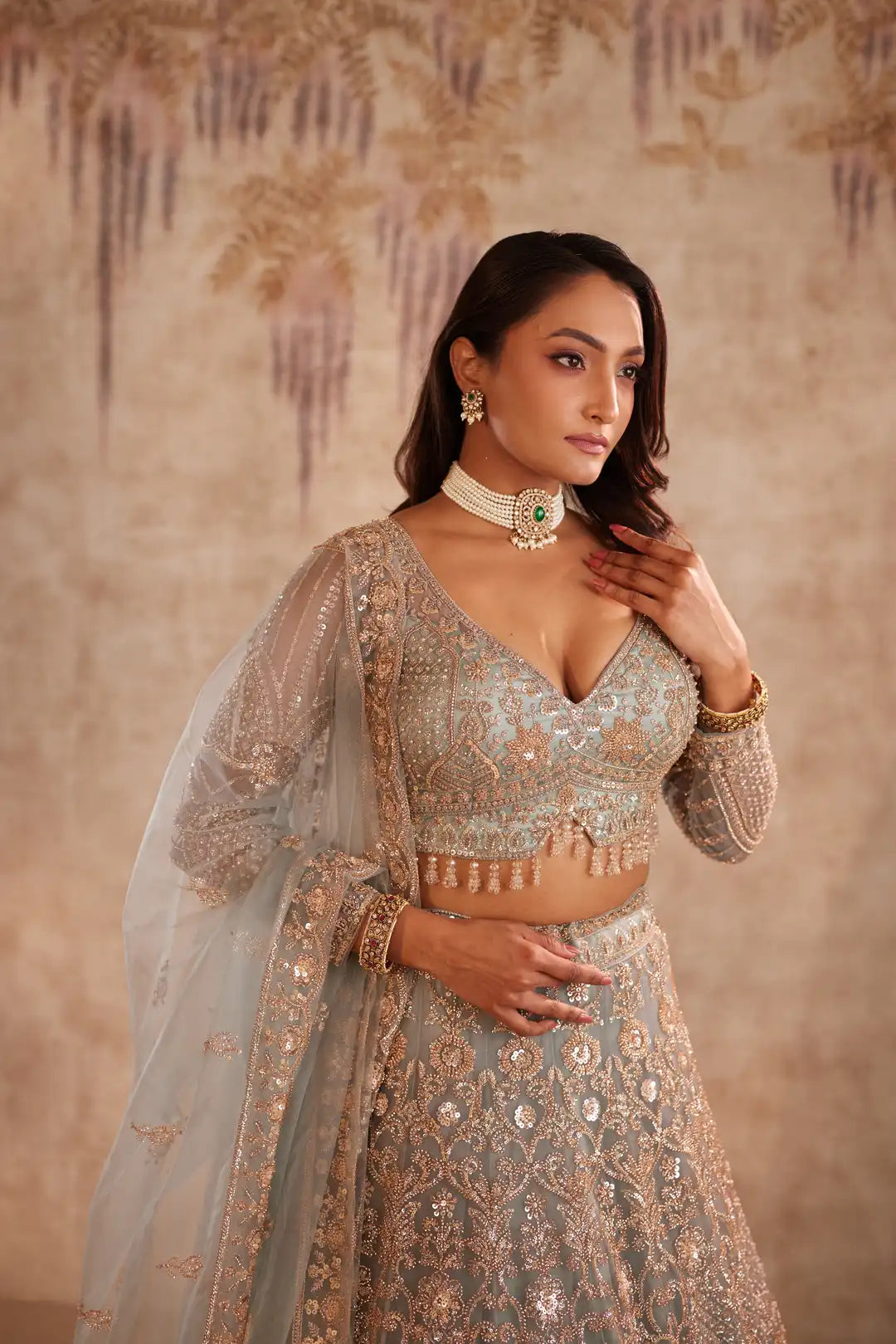 Light blue Net lehenga