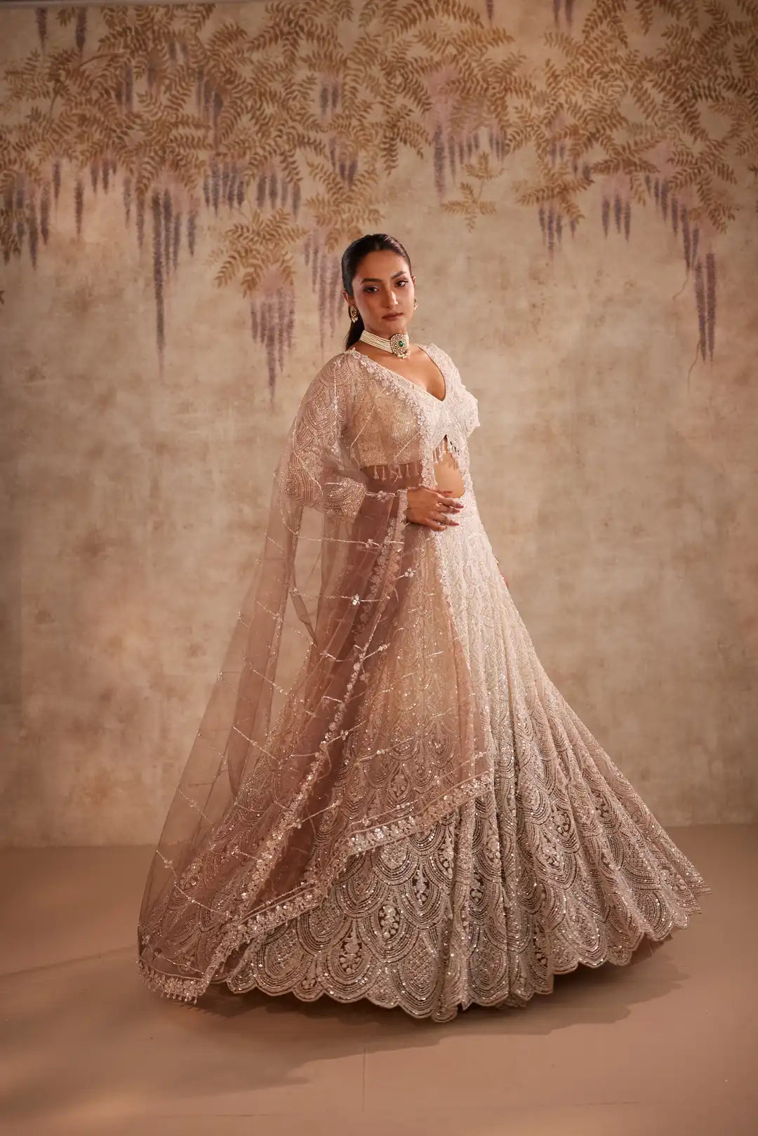 White Ombre Lehenga | Designer Bridal Party Wear