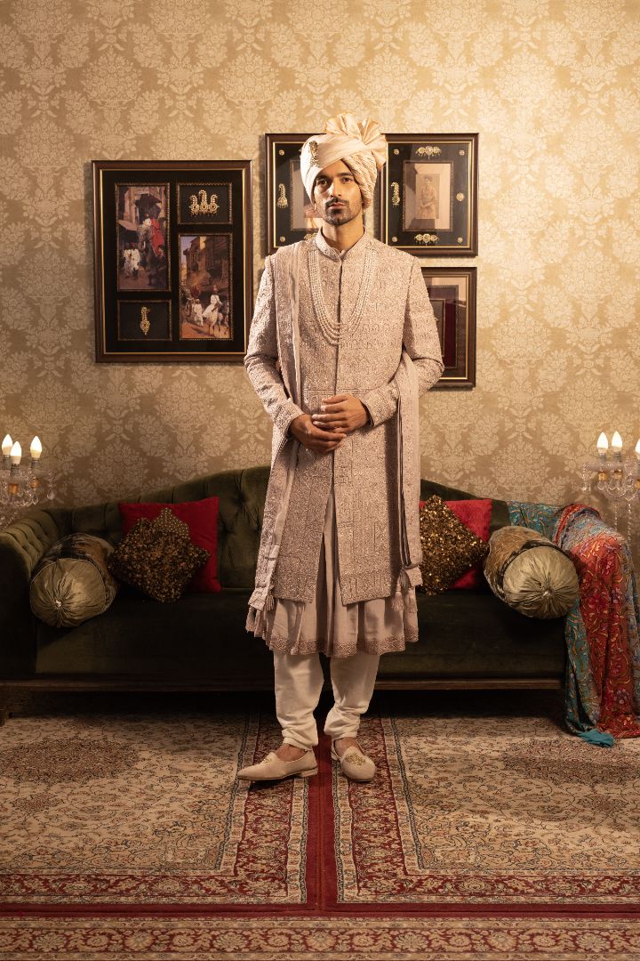 Peach Cloud Sherwani
