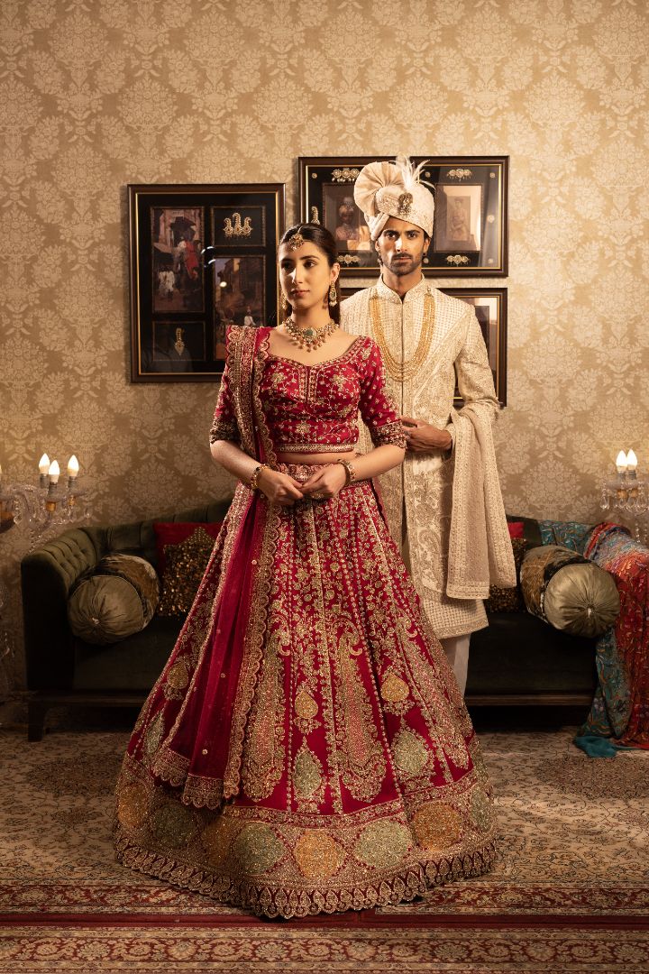 Red Wine Bridal Lehenga | Luxury Silk Wedding Lehenga | Bhasin Brothers Red Wine Bridal Lehenga | Luxury Silk Wedding Lehenga | Bhasin Brothers