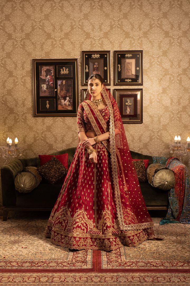 Dark Red Bridal Lehenga – Bhasin Brothers