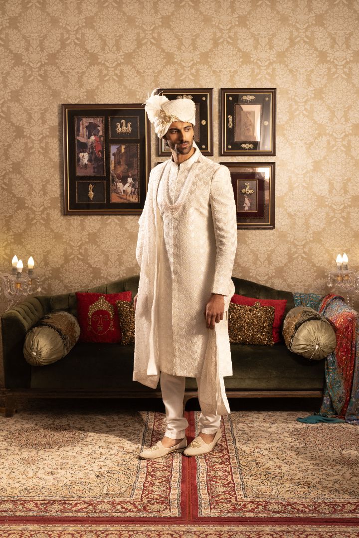 Ivory Sherwani with men