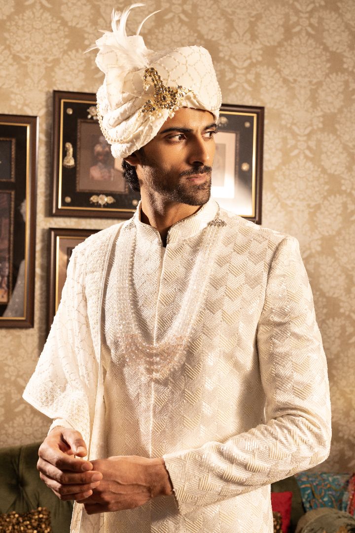 Ivory Sherwani with men