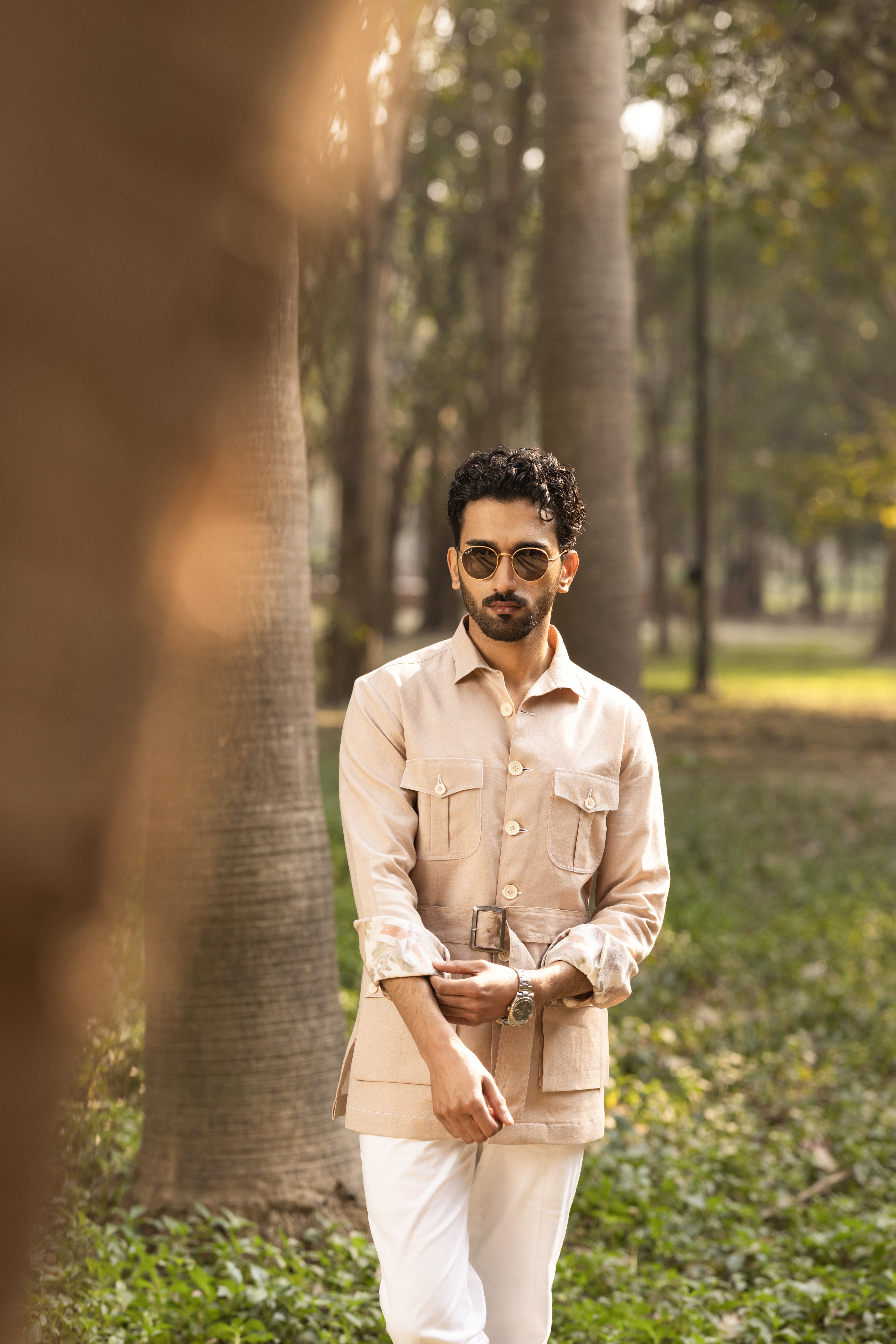 Light Brown Buckle Safari Shirt