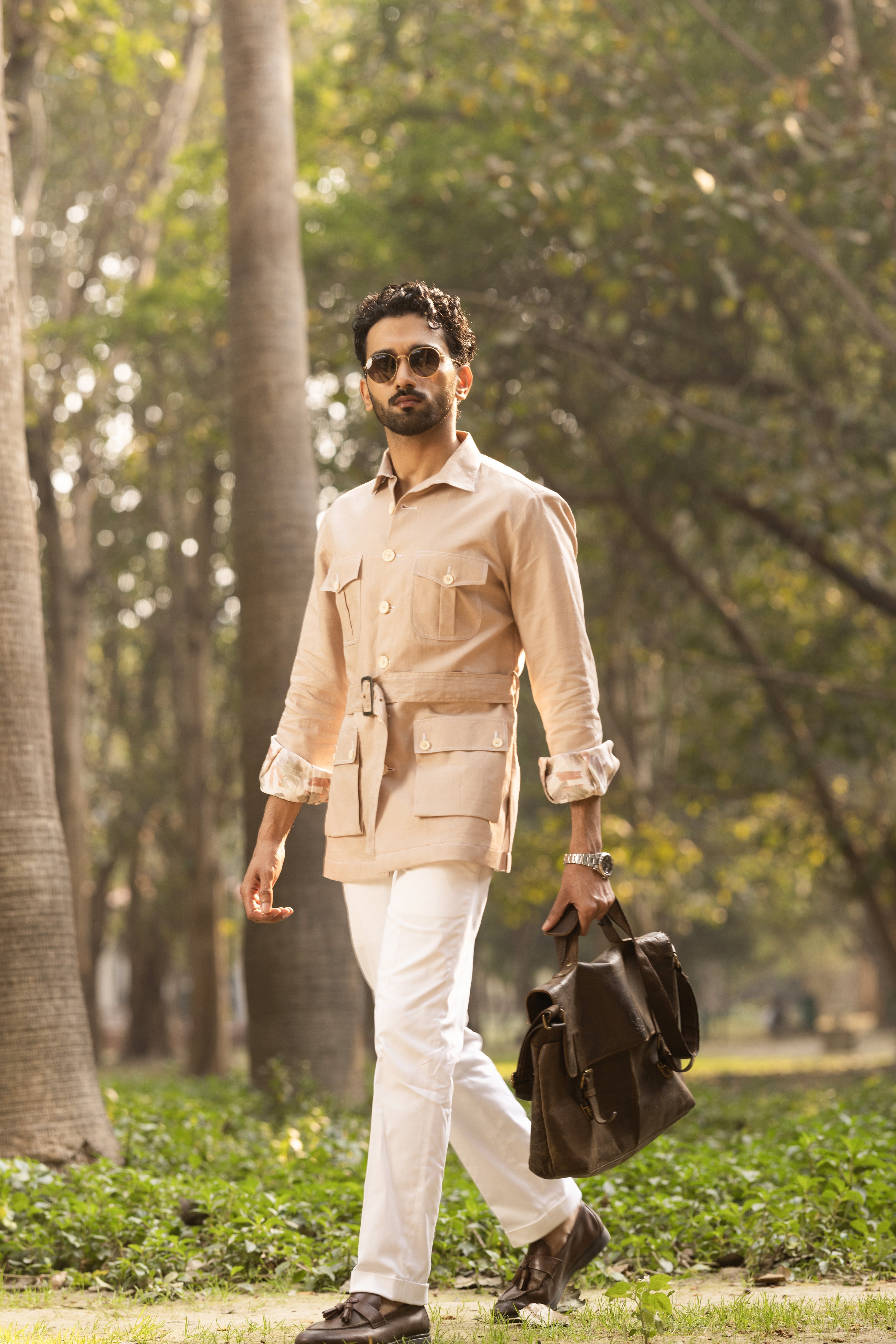 Light Brown Buckle Safari Shirt