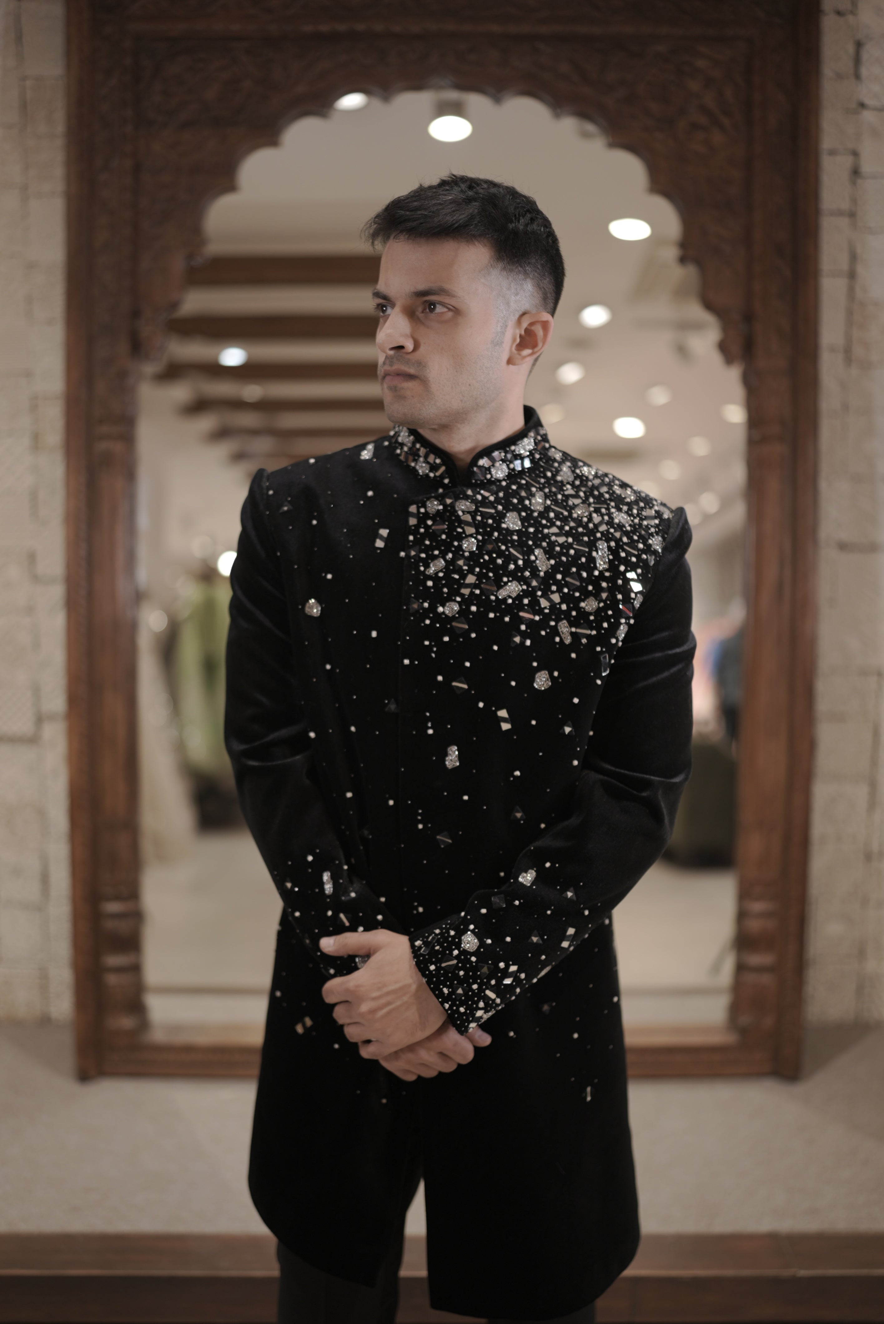 Black Indowestern with Sequin & mirrorwork