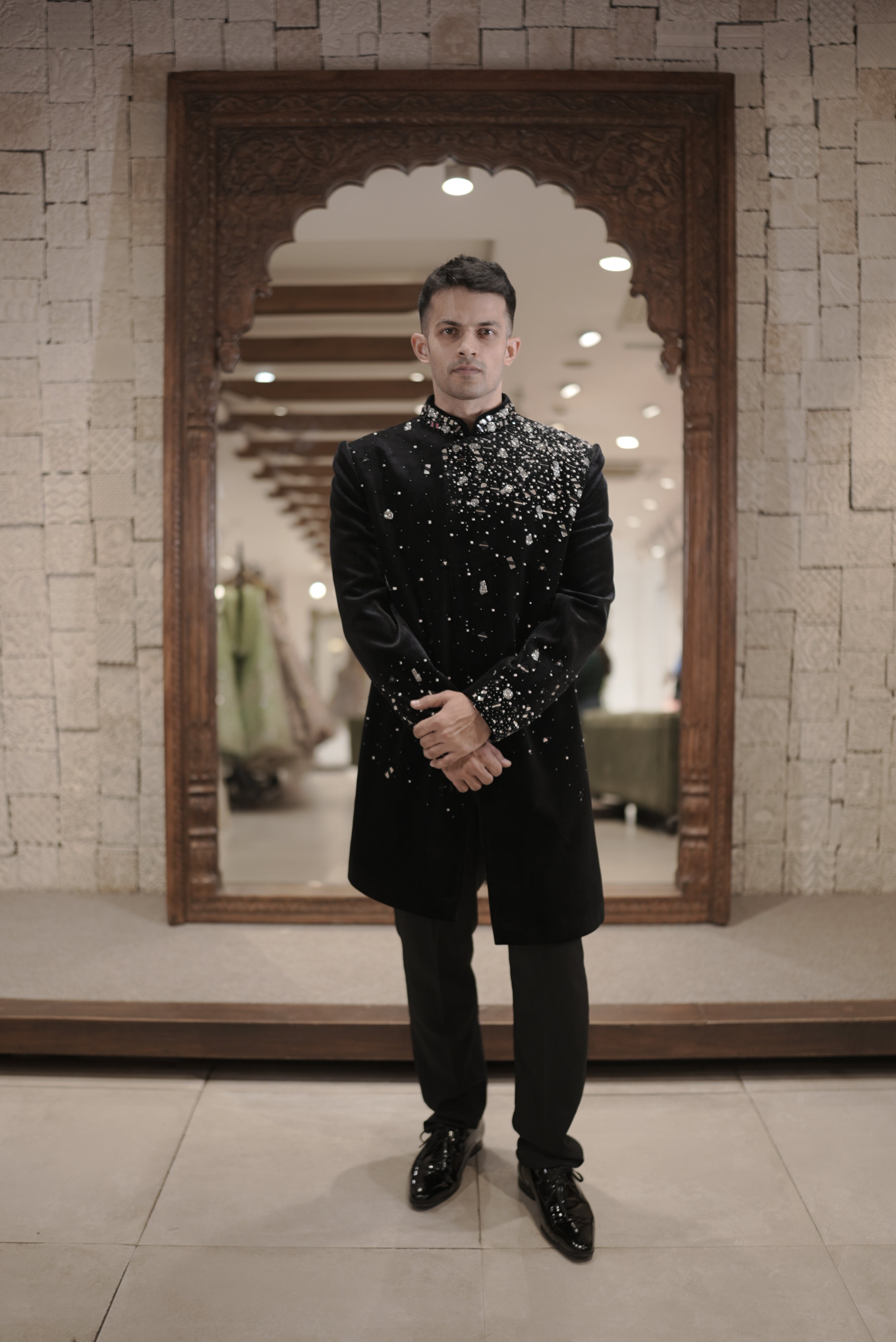 Black Indowestern with Sequin & mirrorwork