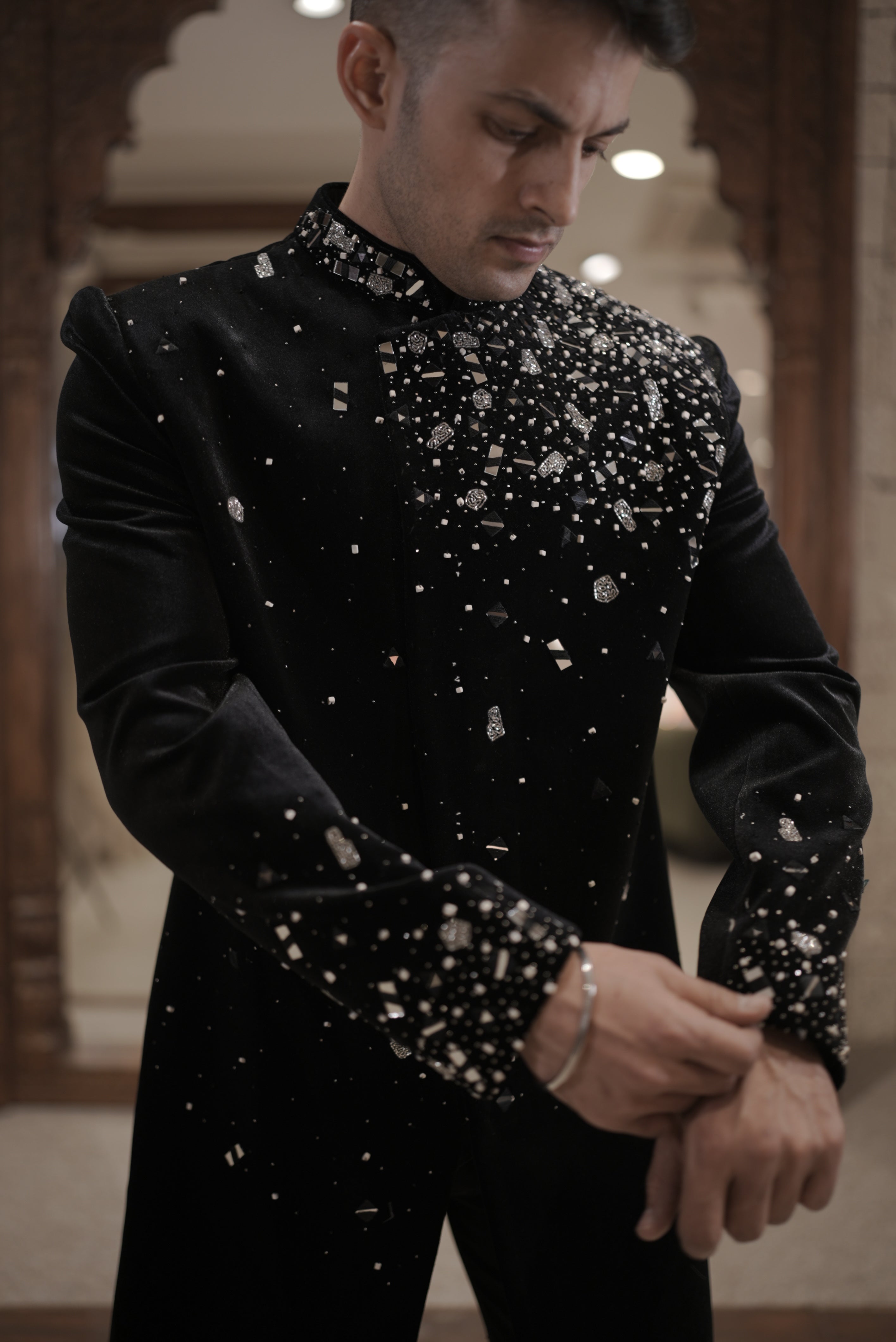 Black Indowestern with Sequin & mirrorwork