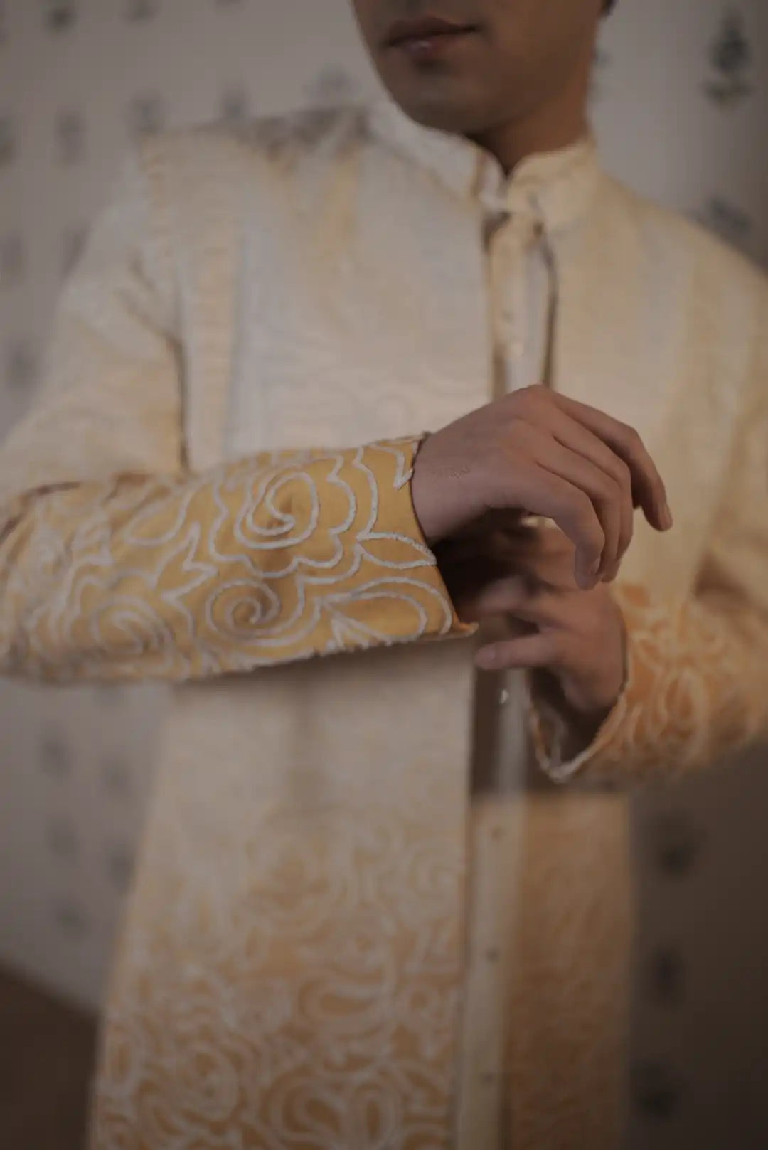 Yellow ombre jacket style indo-western kurta set