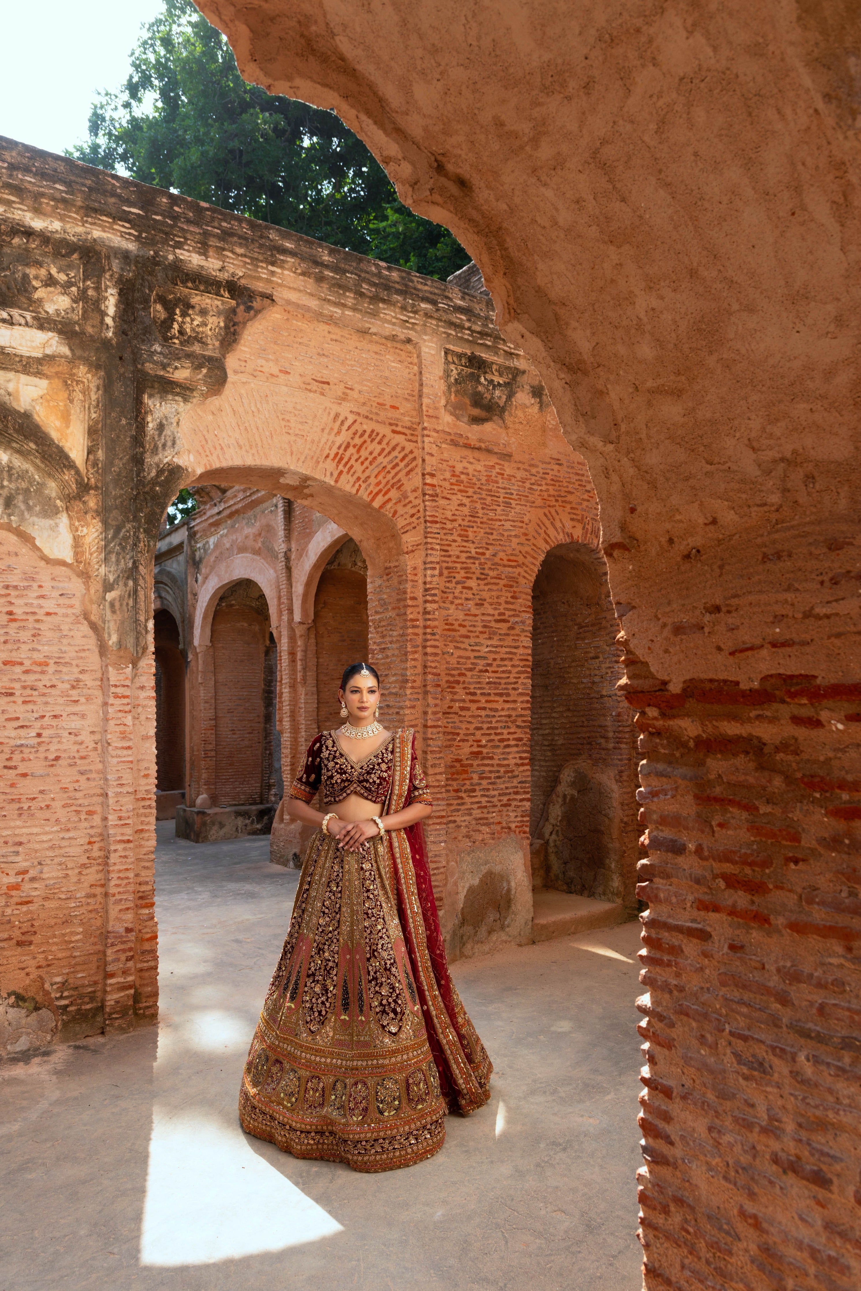 Dark Maroon bridal Lehanga