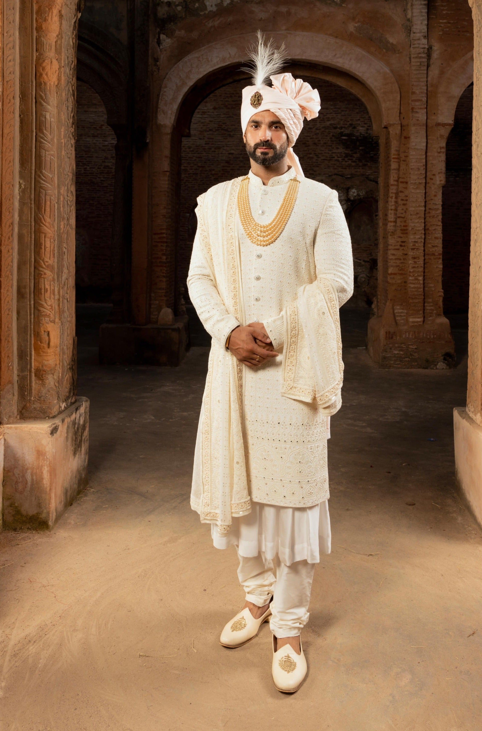 Elegant Georgette Base Sherwani with Sparkling Details (Sherwani set)