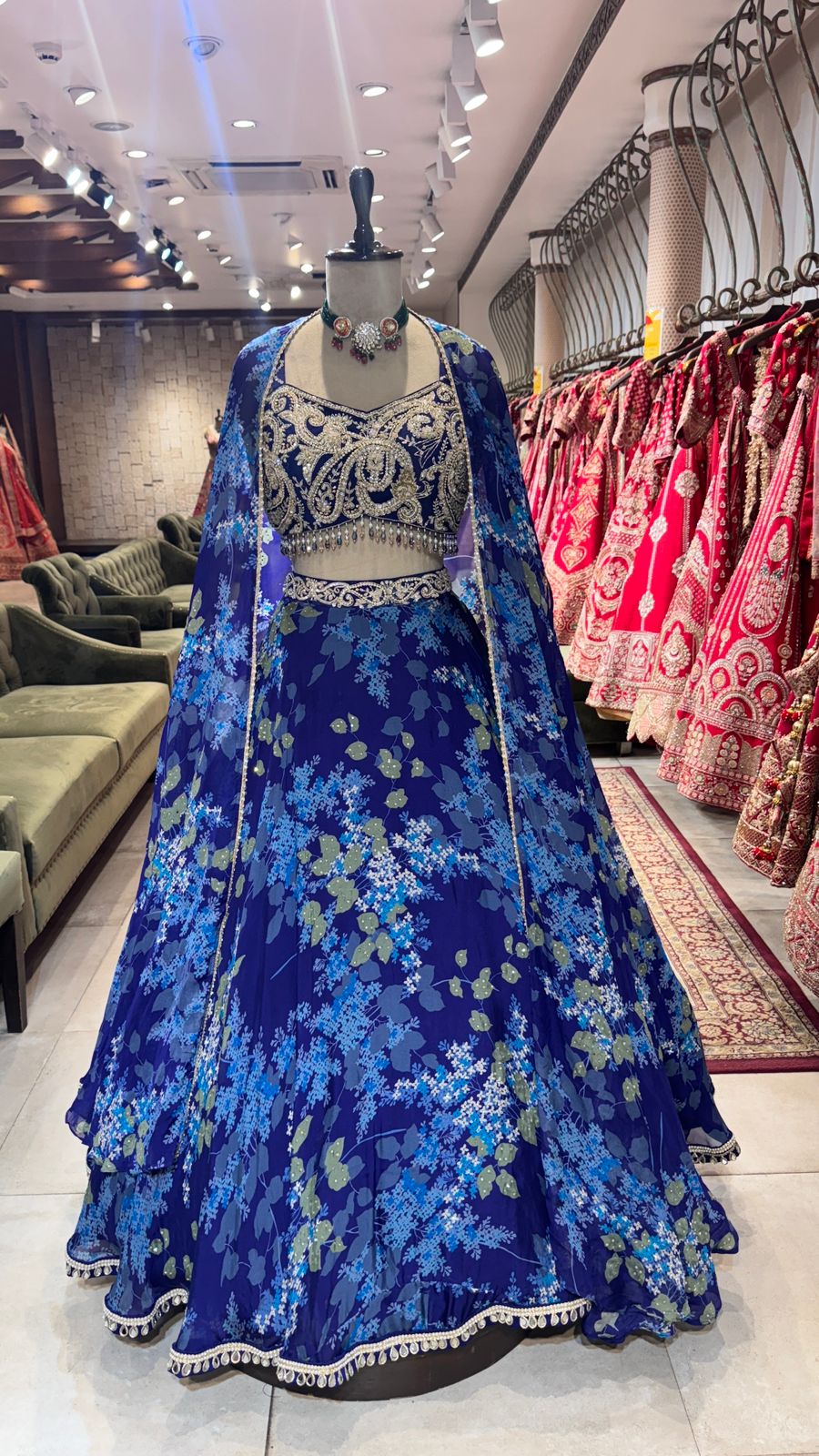 Midnight Bloom Blue Lehenga