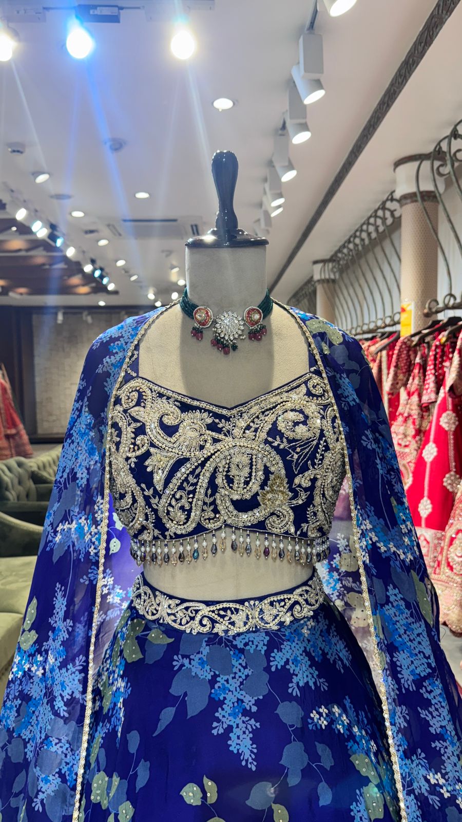 Midnight Bloom Blue Lehenga