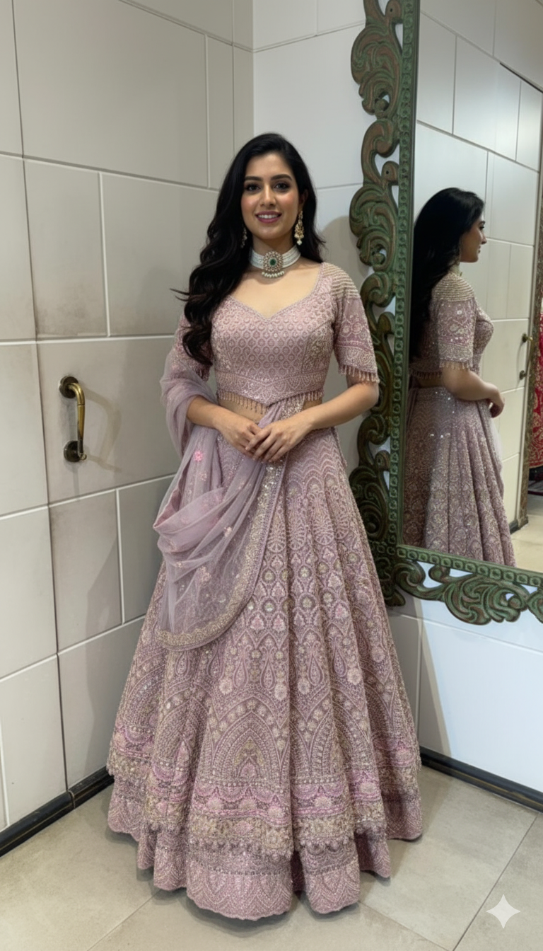 Dusty pink pearl lehenga