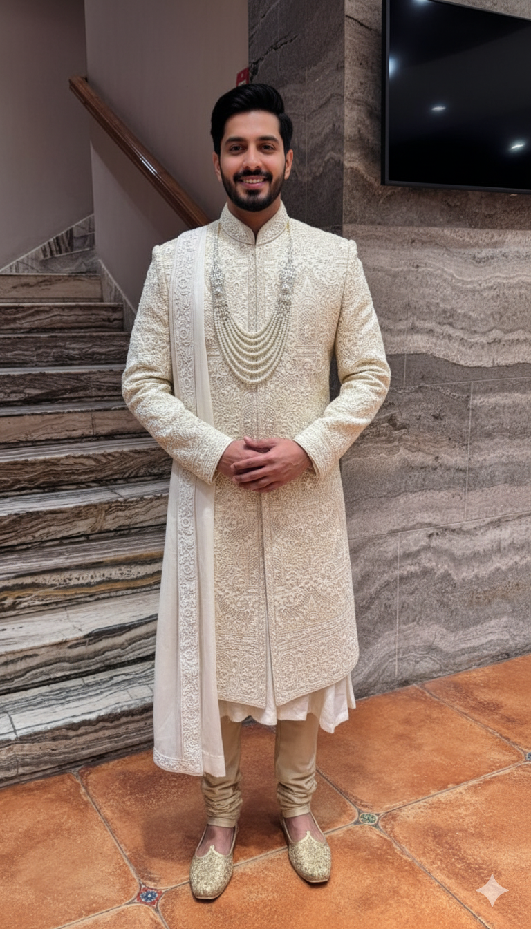Beige Sherwani
