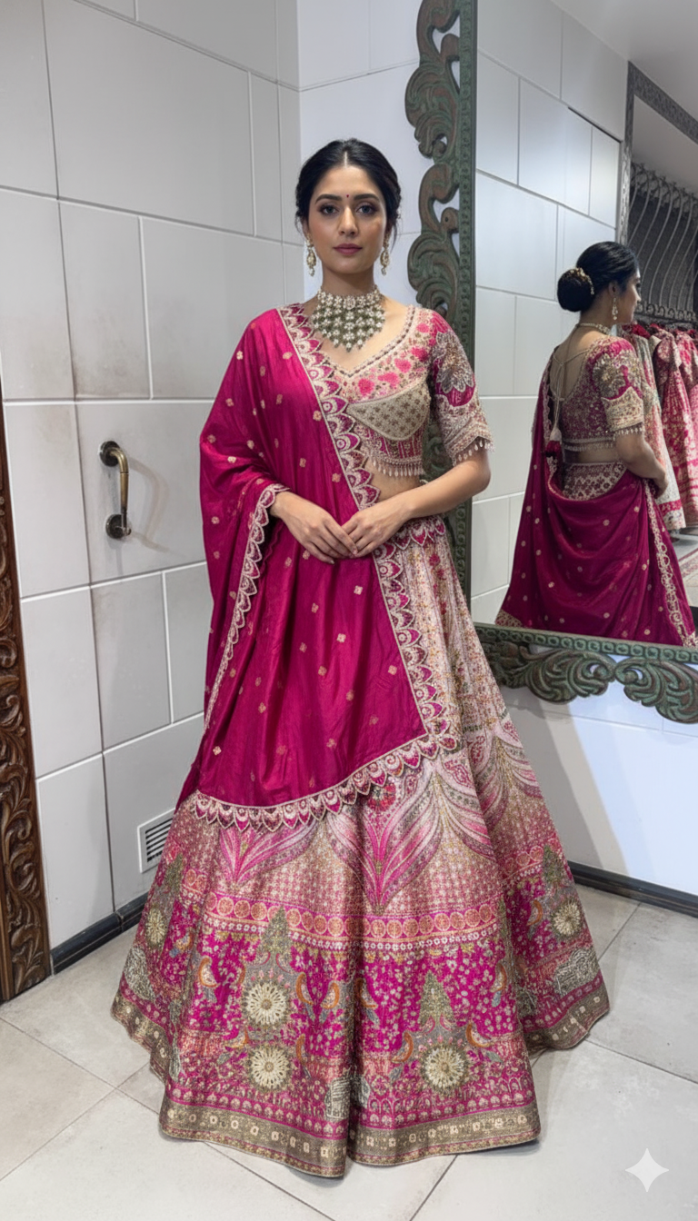Fusia pink lehenga