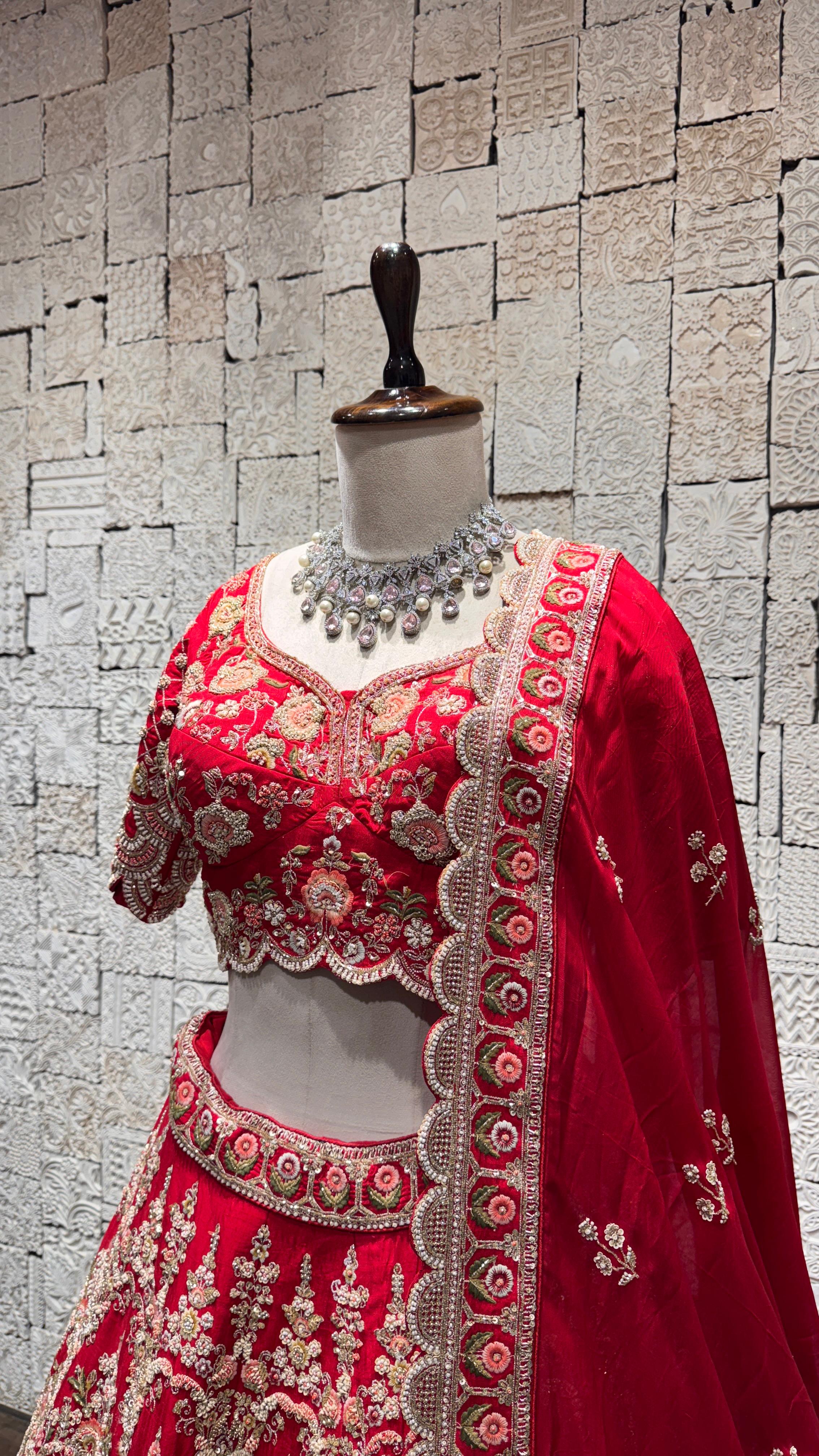 Red custom lehenga