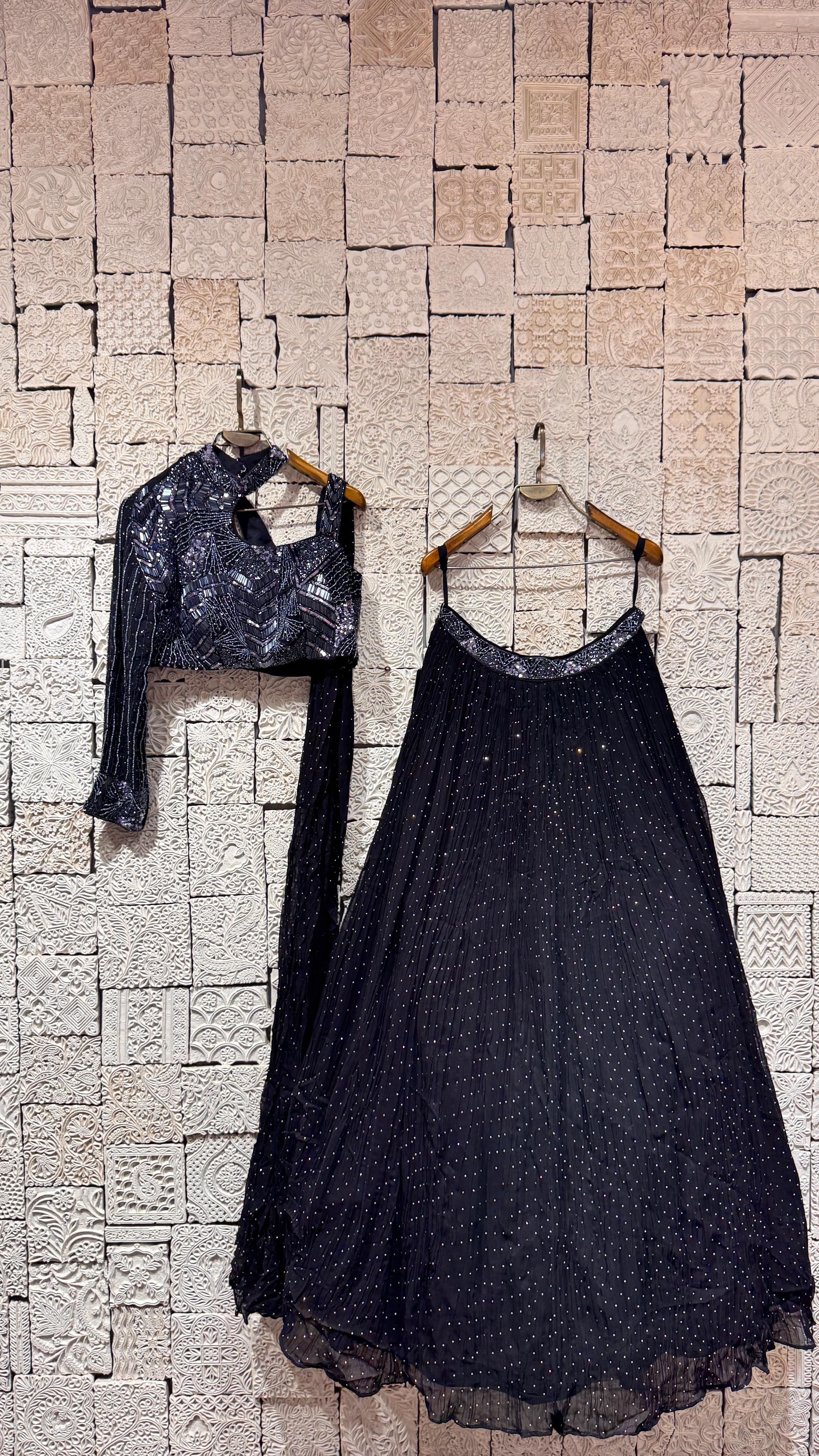 Black embroidery lehenga