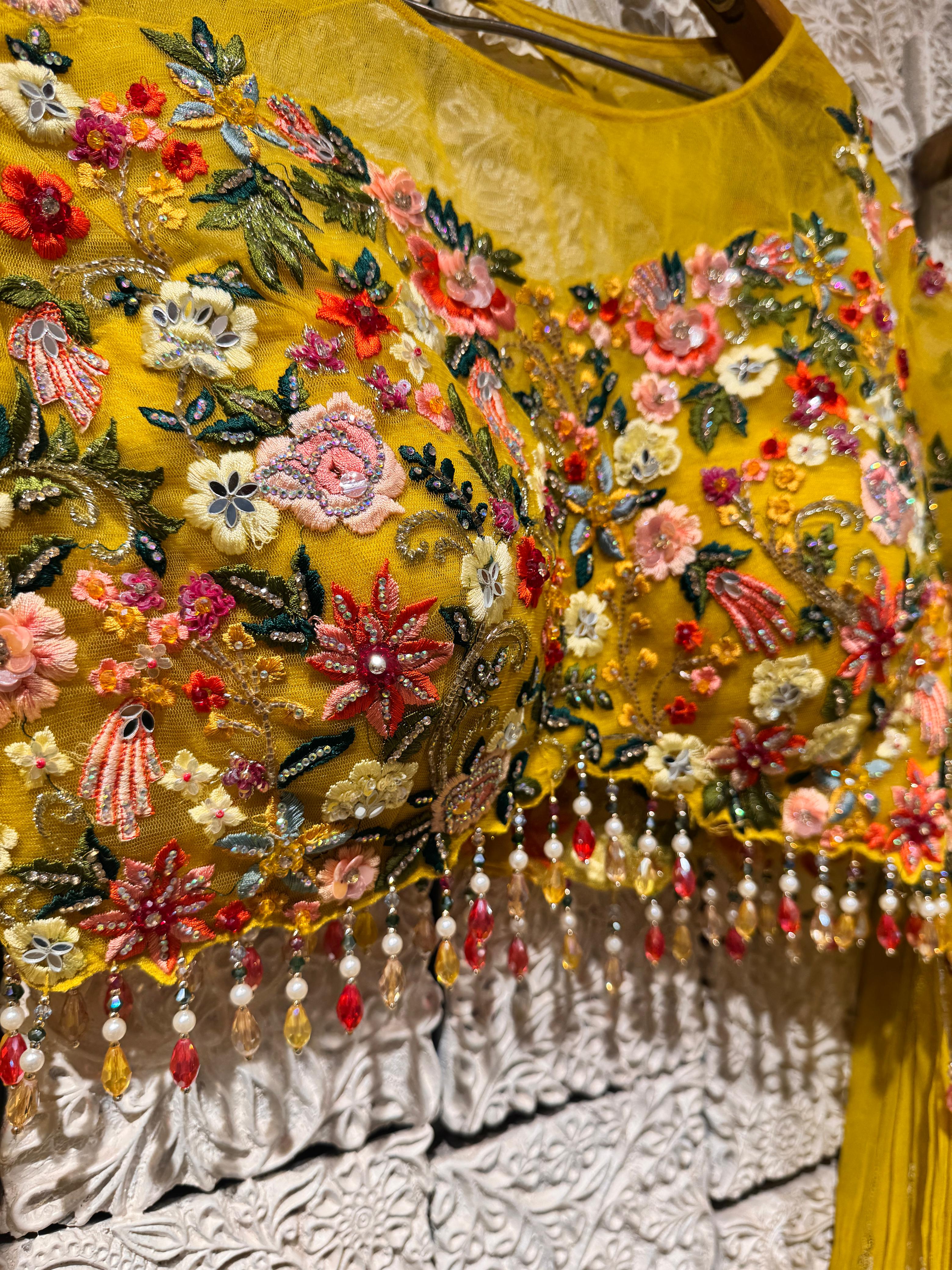 Yellow Blossom Lehenga | Floral Embroidery & Sequin Detailing