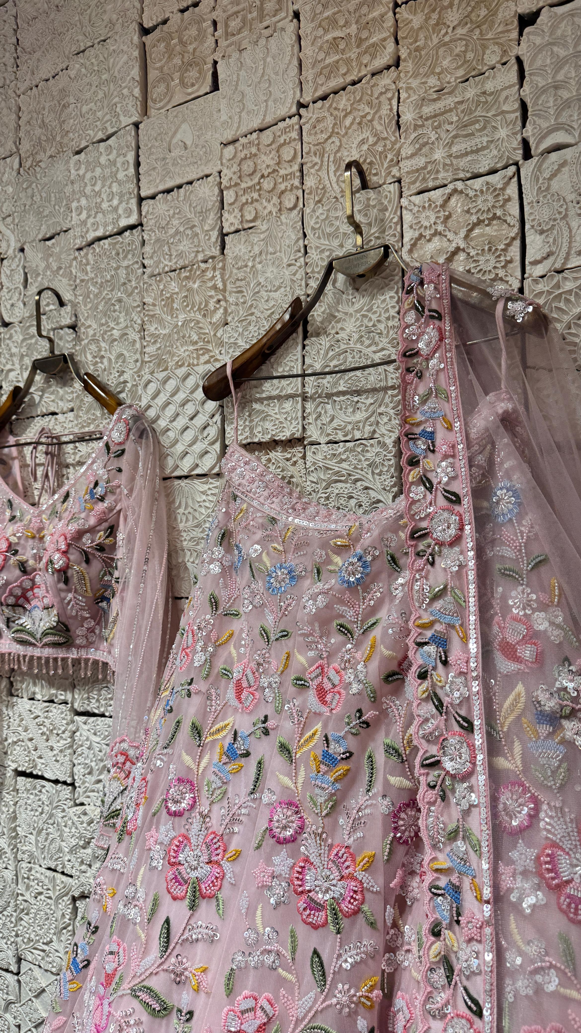 Pink Multi-Color Lehenga | Vibrant Threadwork & Contemporary Flair