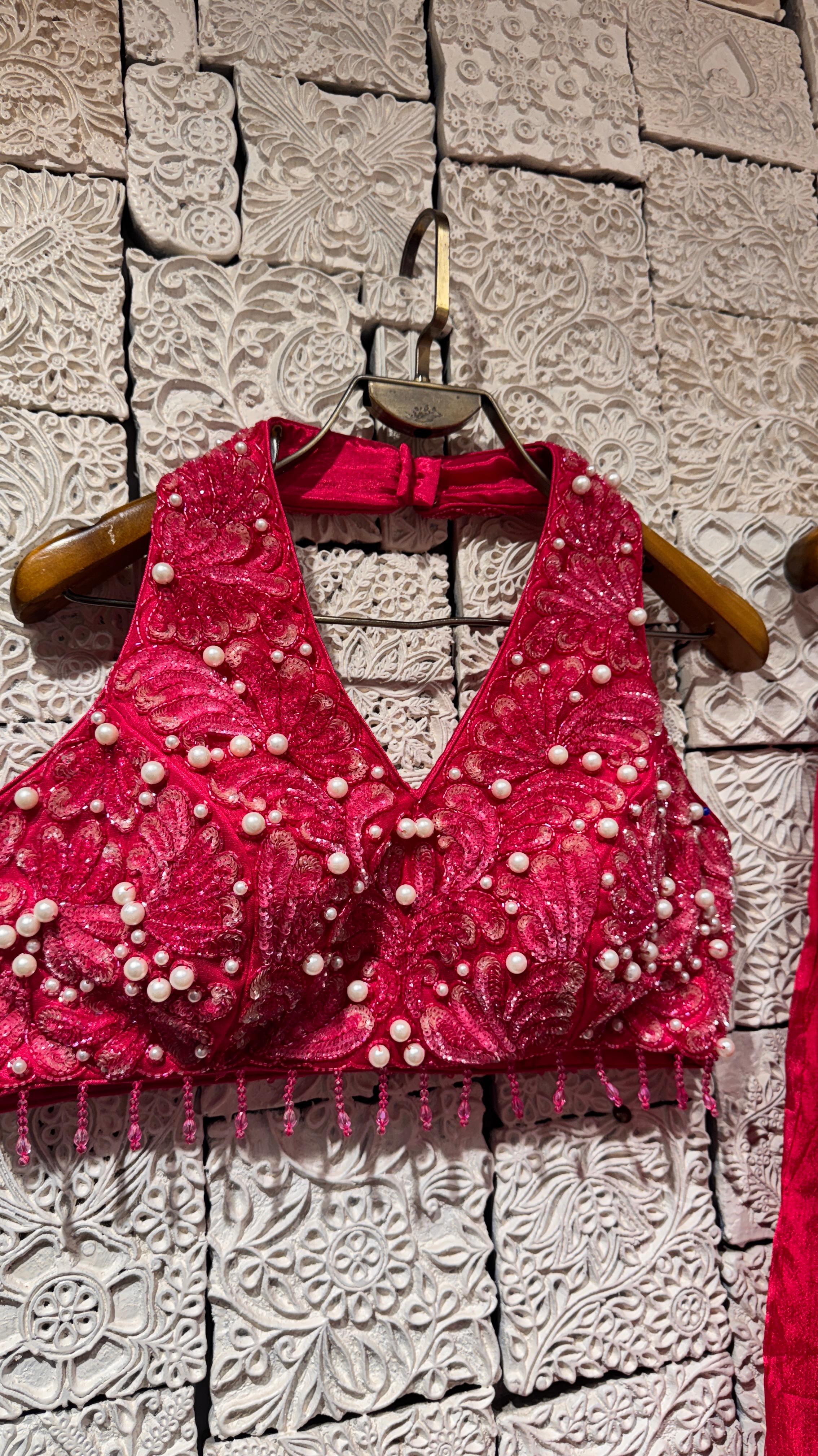 Pink Pearl Lehenga | Delicate Pearl Embellishments & Sequin Detailing