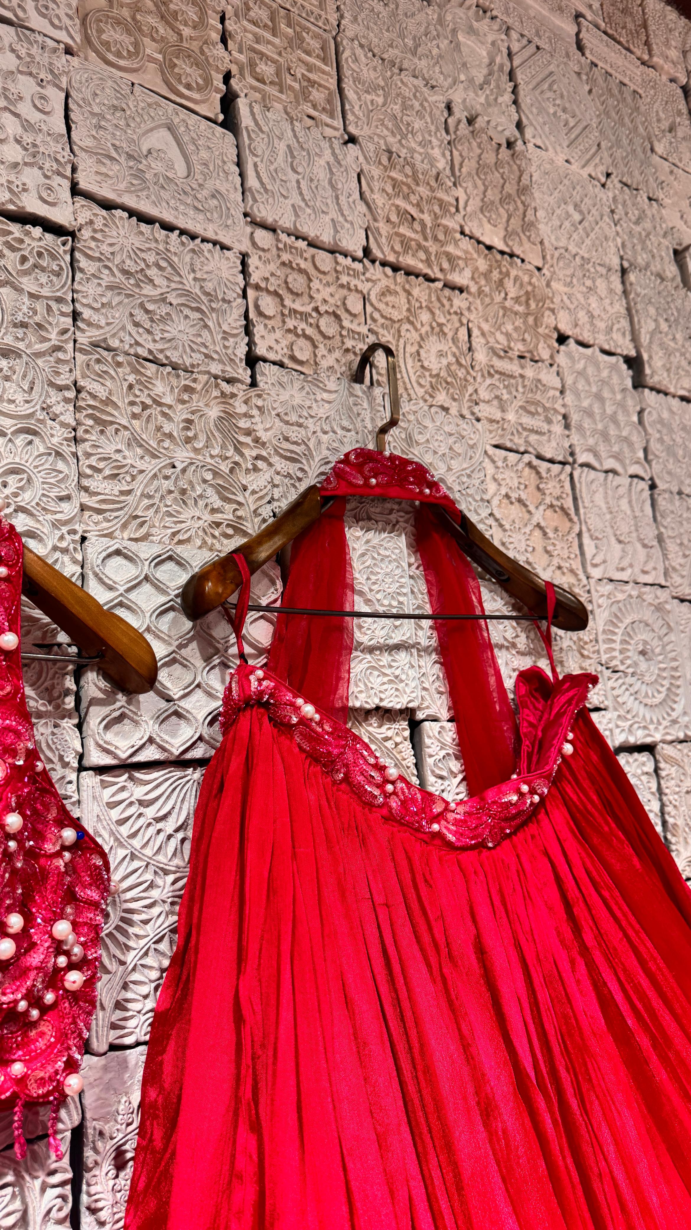 Pink Pearl Lehenga | Delicate Pearl Embellishments & Sequin Detailing