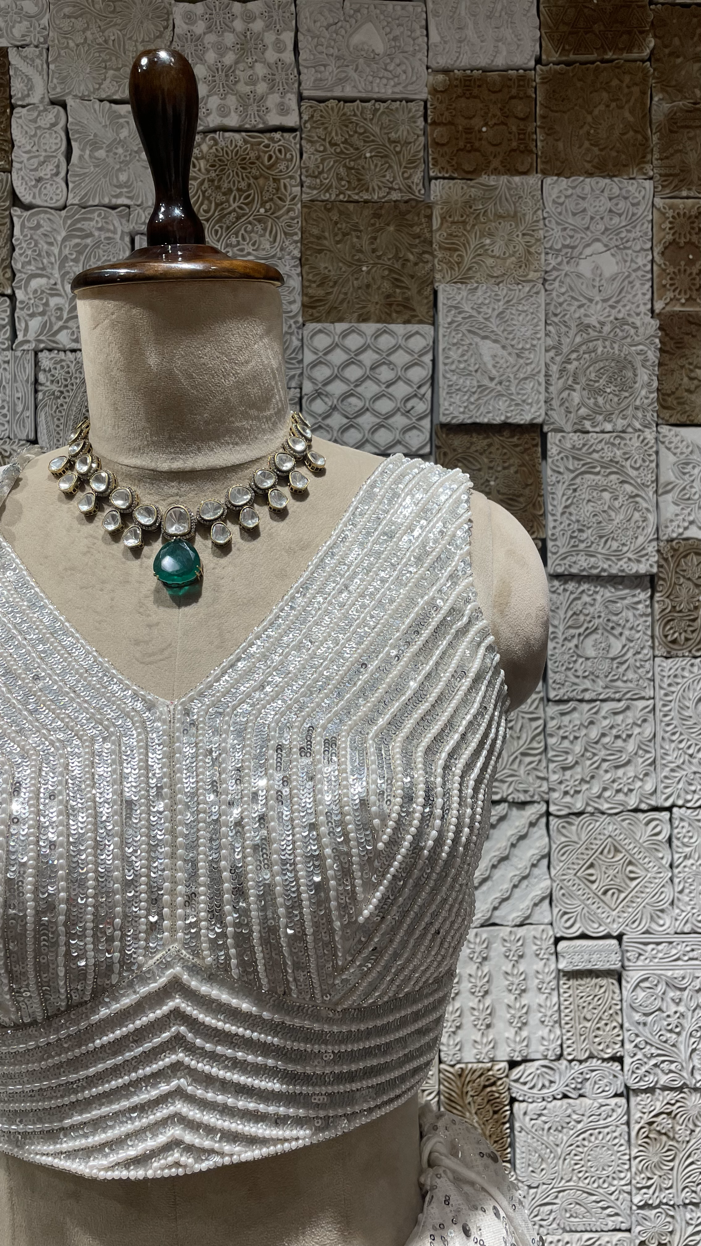 White Net lehenga with heavy embellished blouse