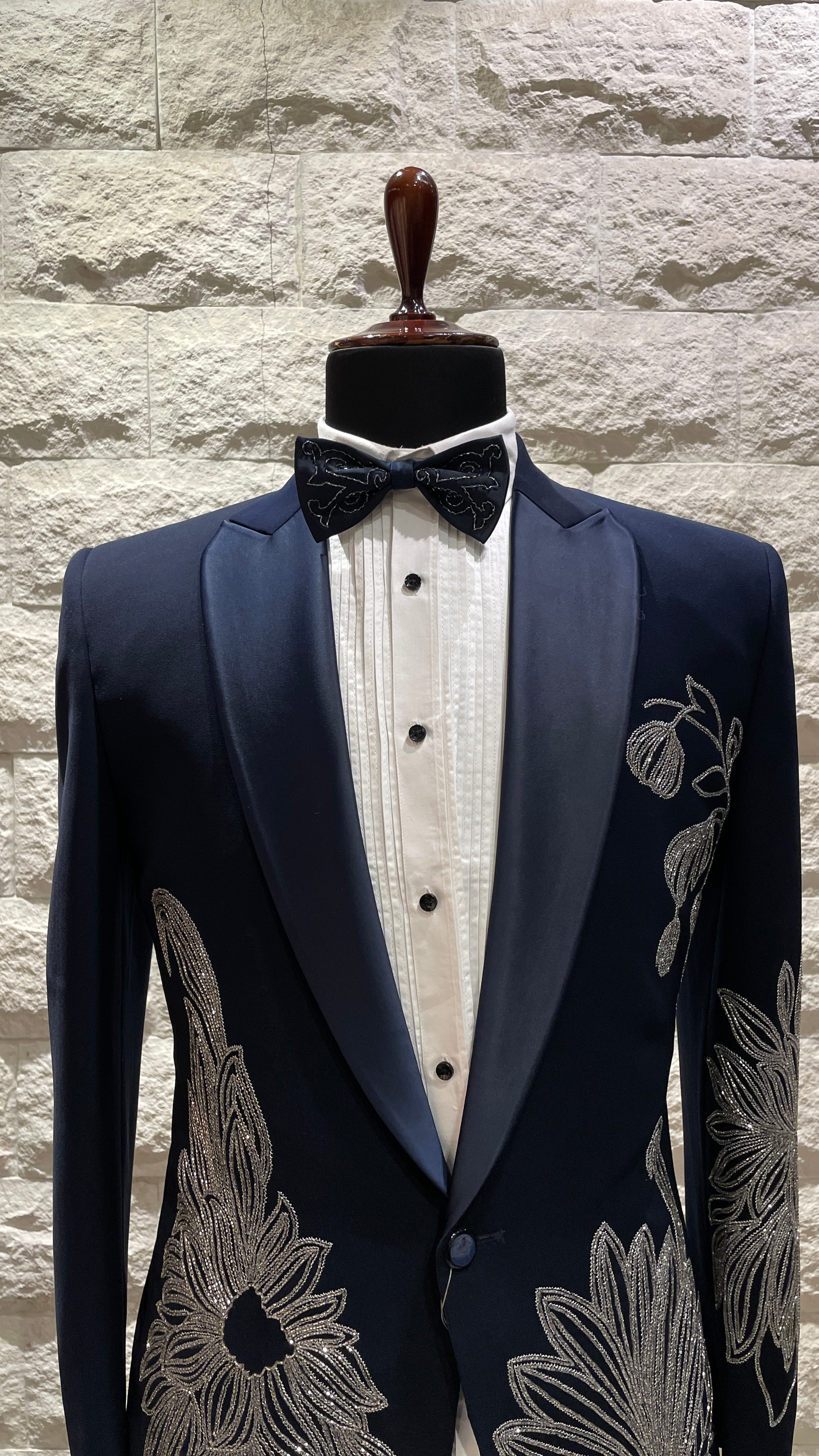 Blue tuxedo with silver detailing