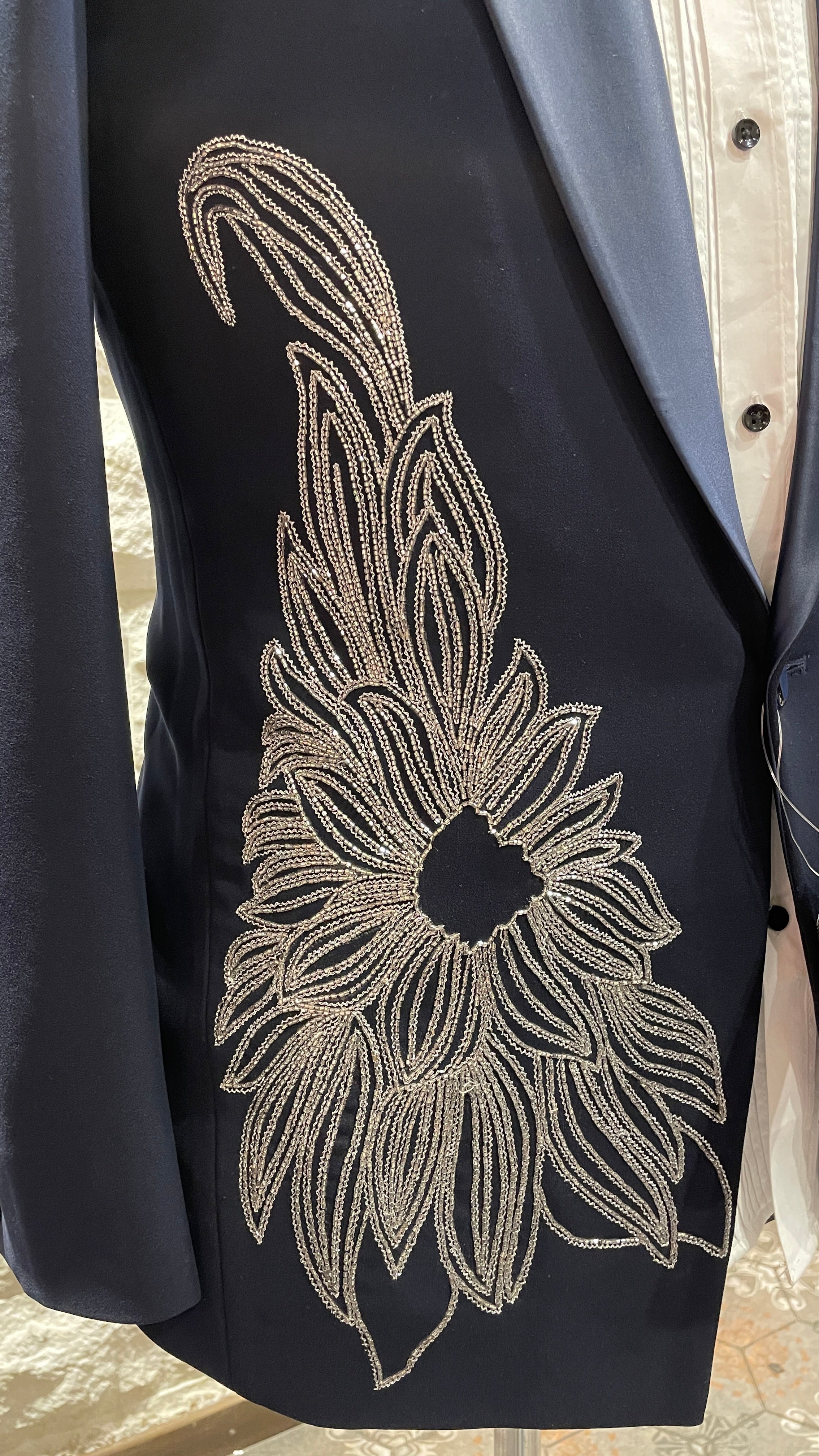 Blue tuxedo with silver detailing