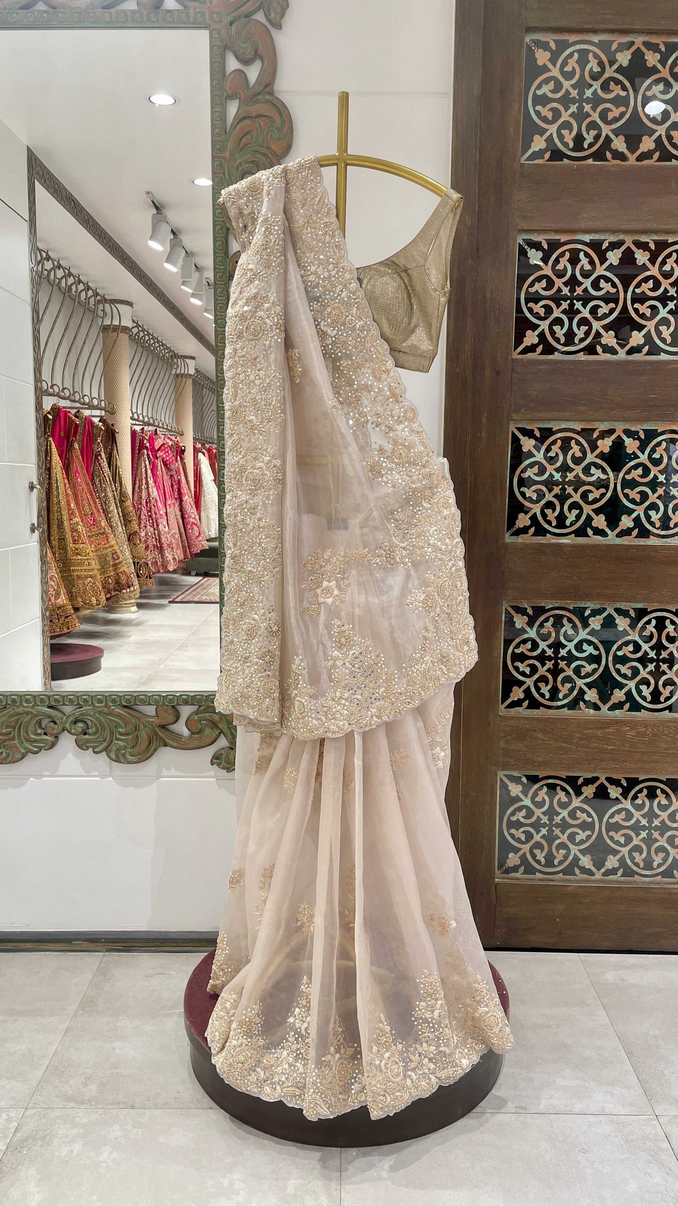 Ivory Tissue saree with zariwork