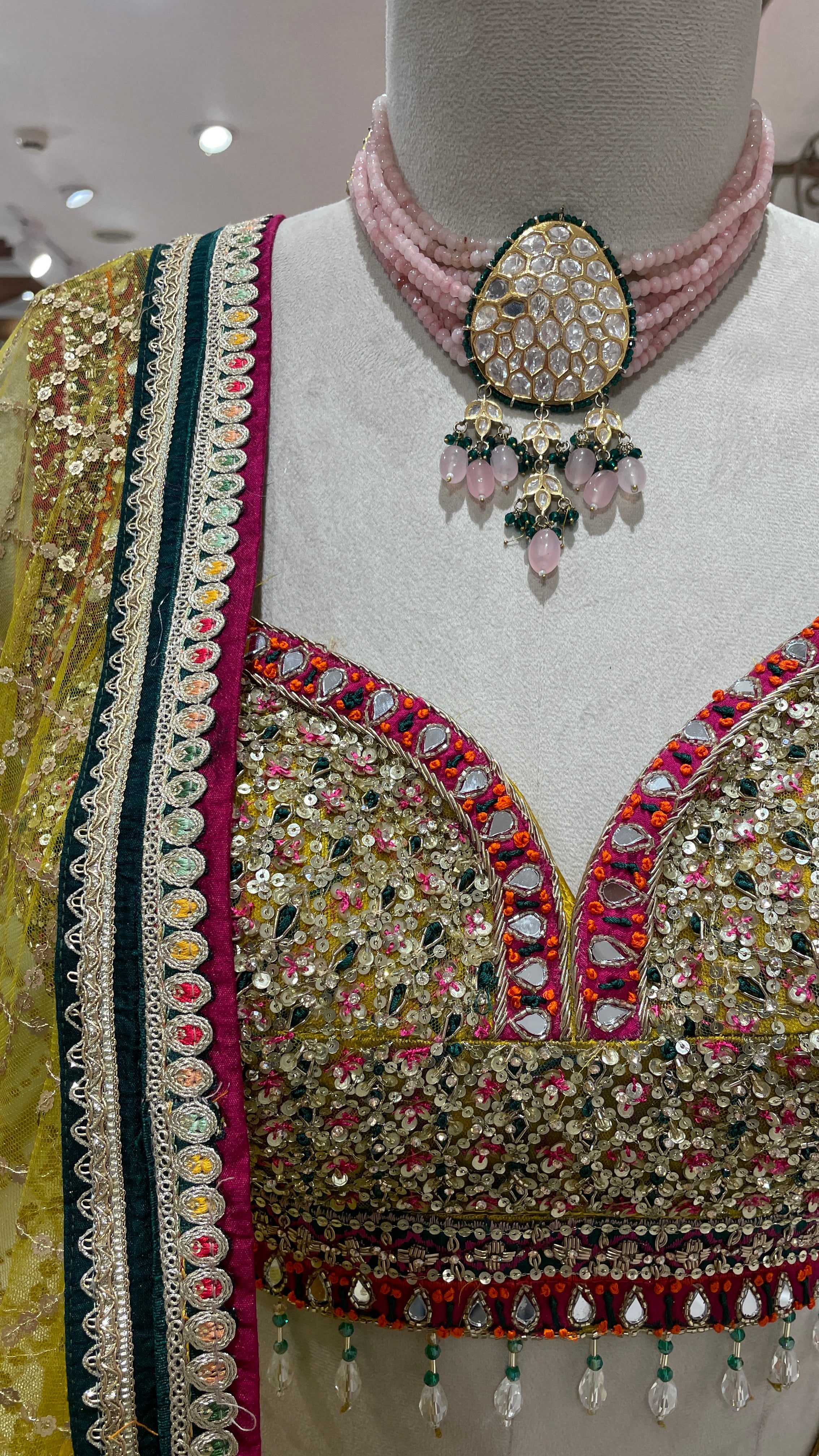 Mustard colour Lehenga with sequins work