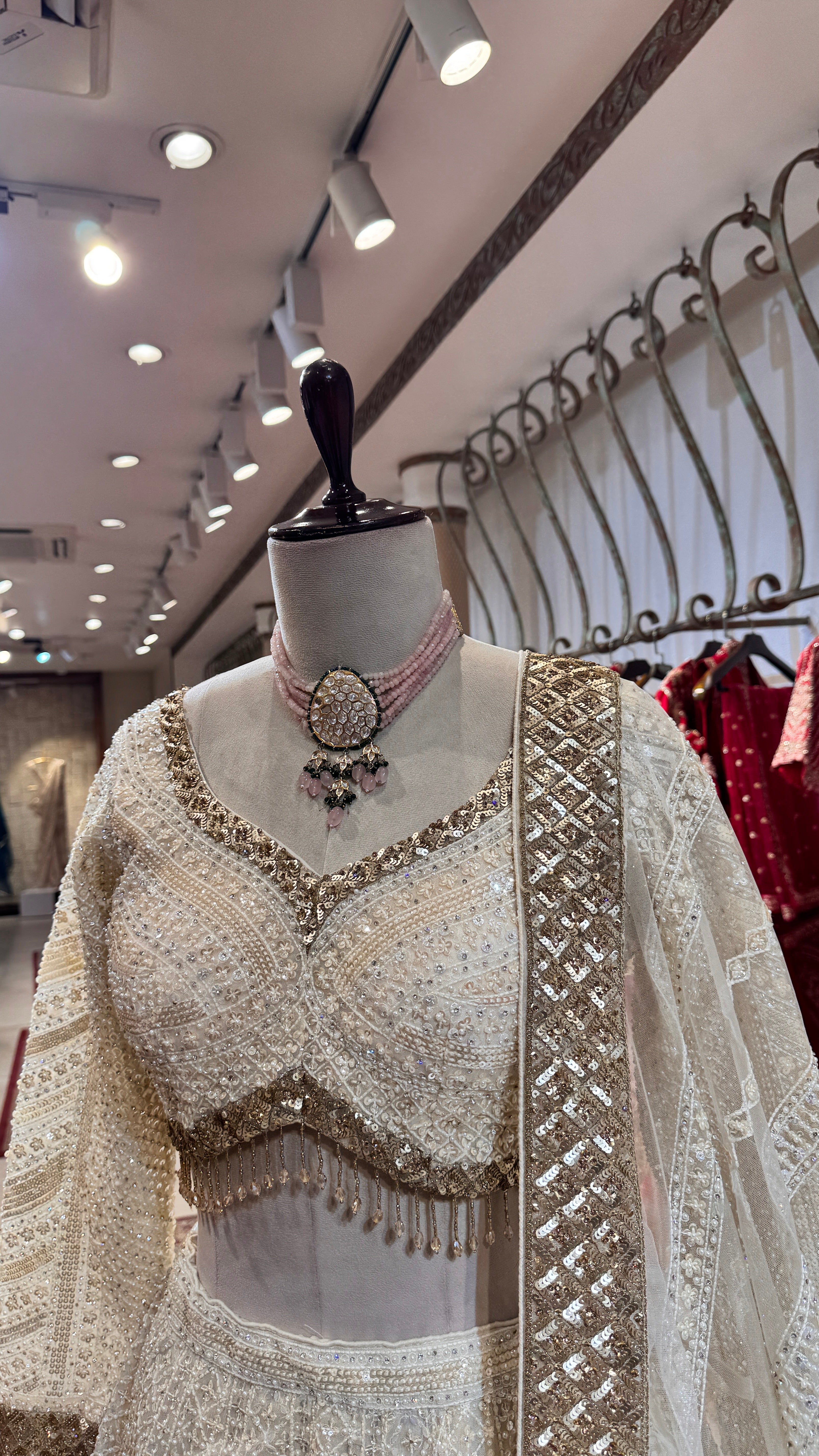 White embroidery lehenga