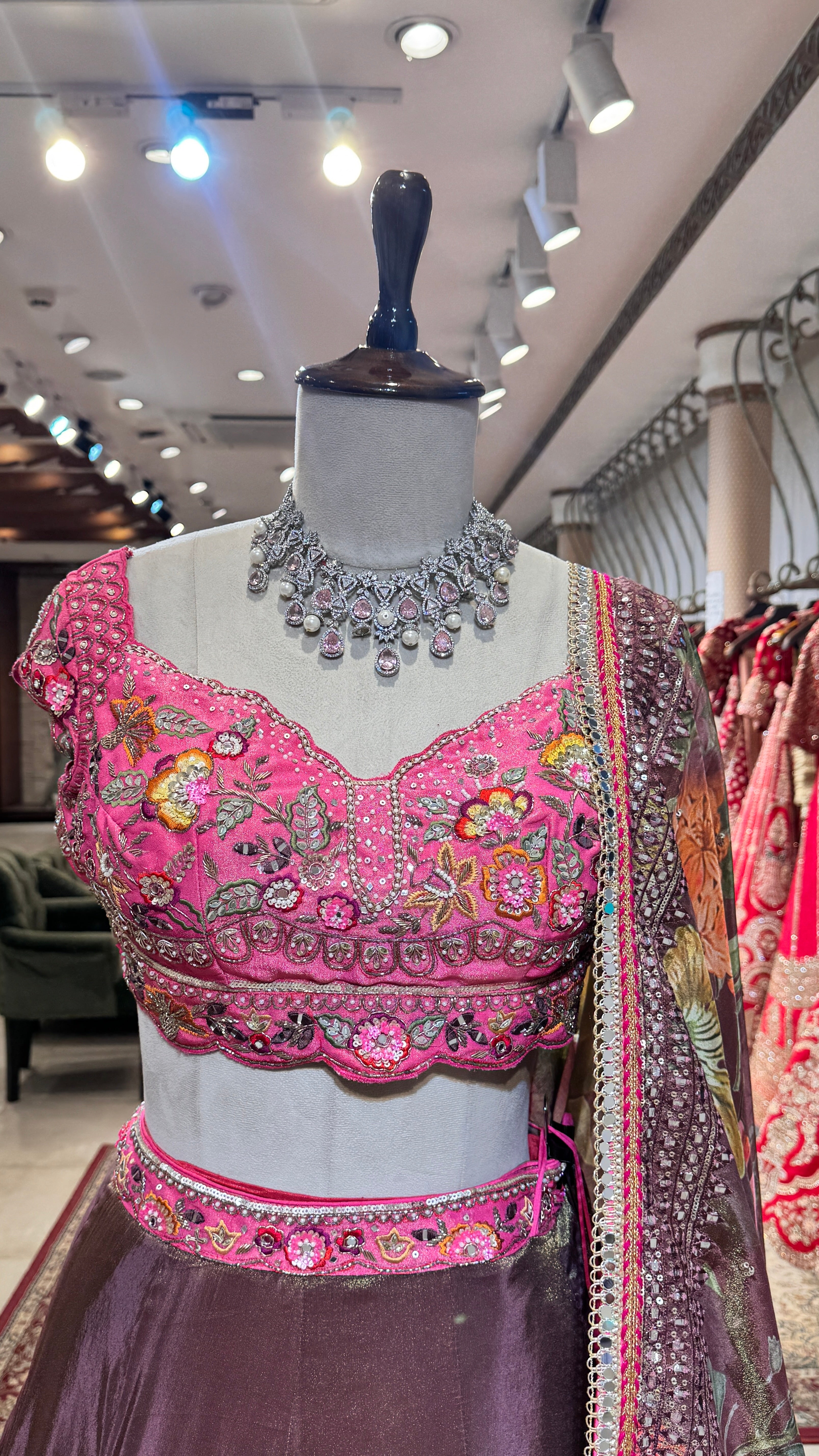 Floral hand painted lehenga