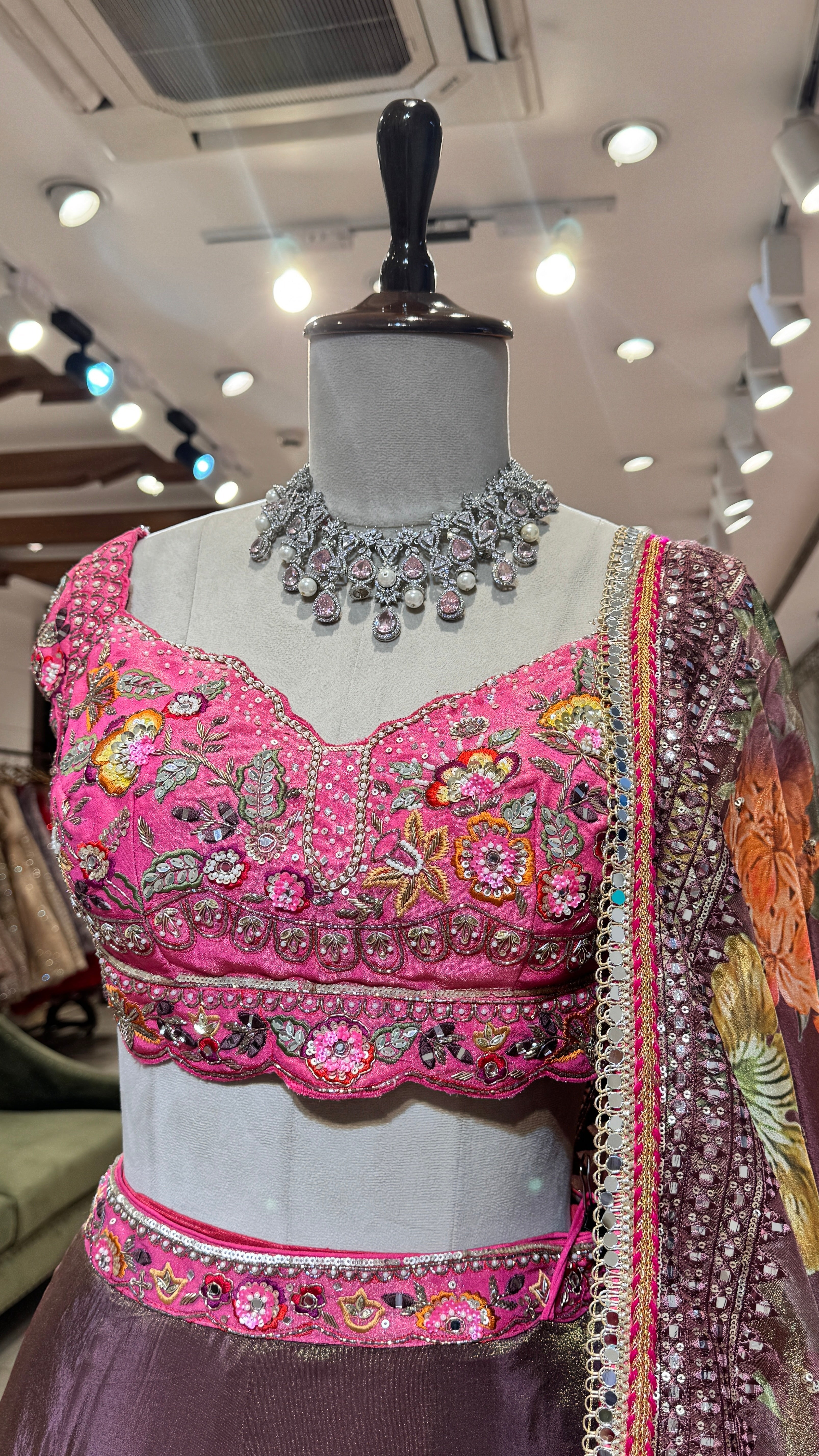 Floral hand painted lehenga