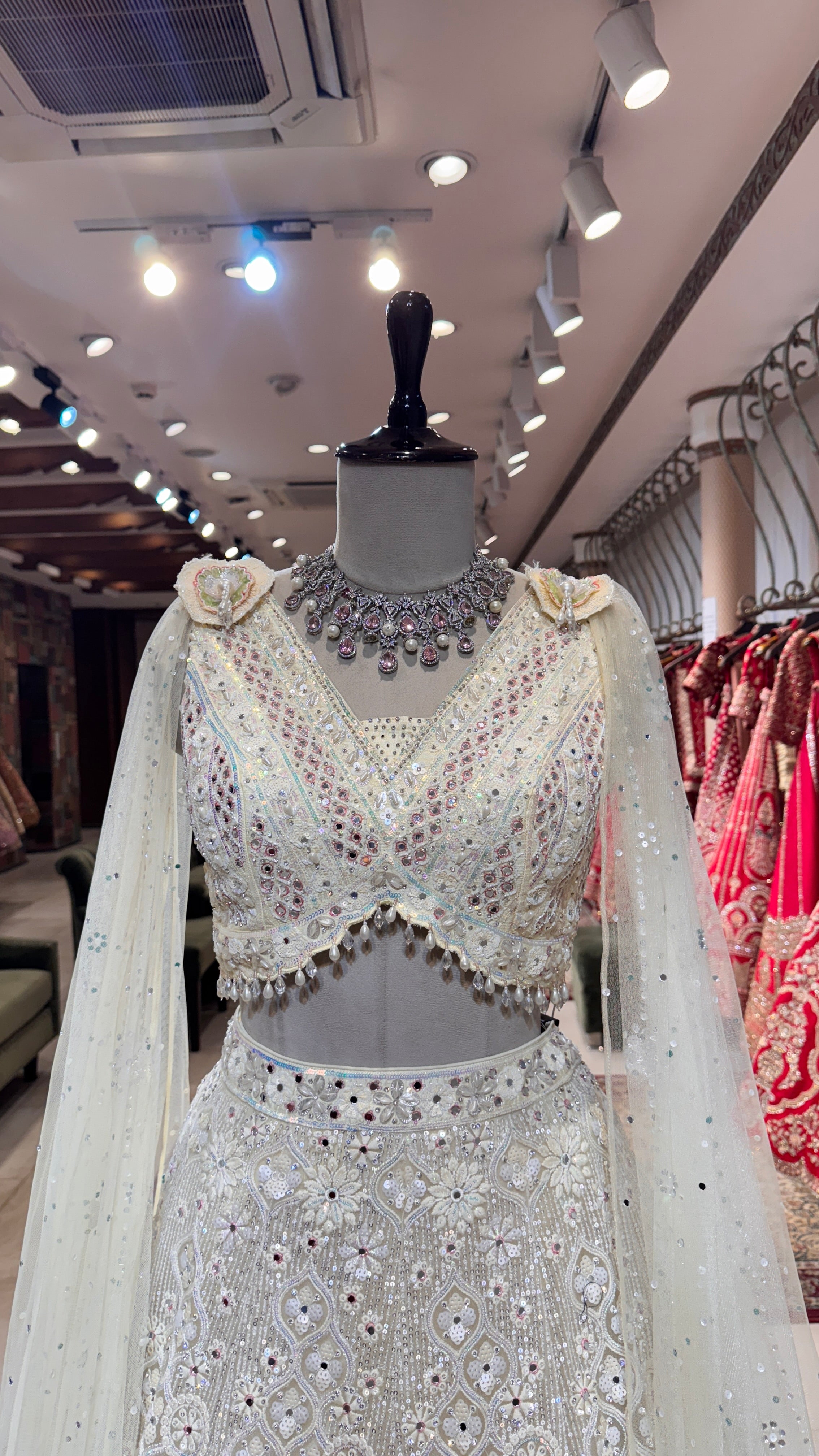 White floral lehenga