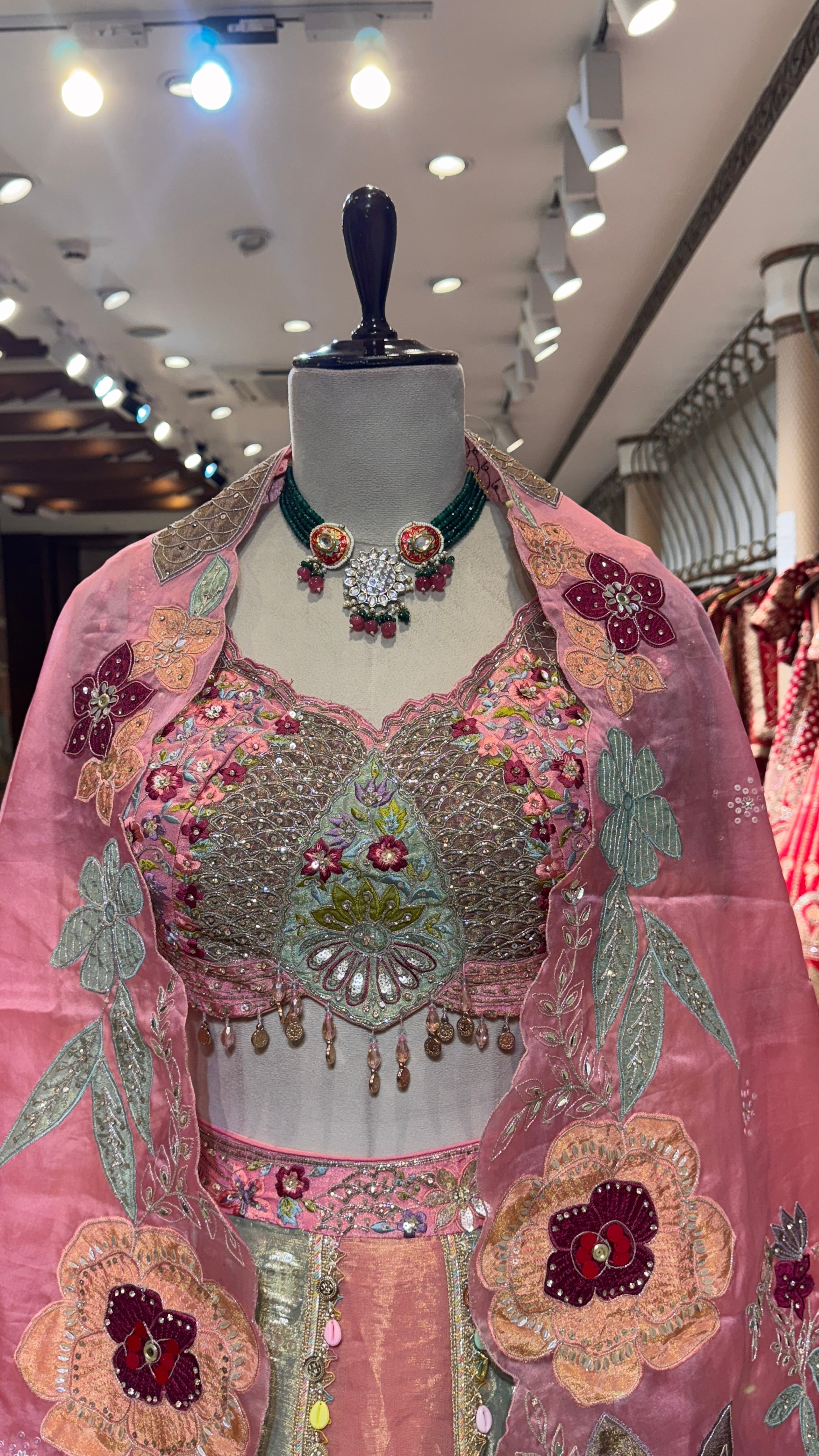 Crushed floral lehenga