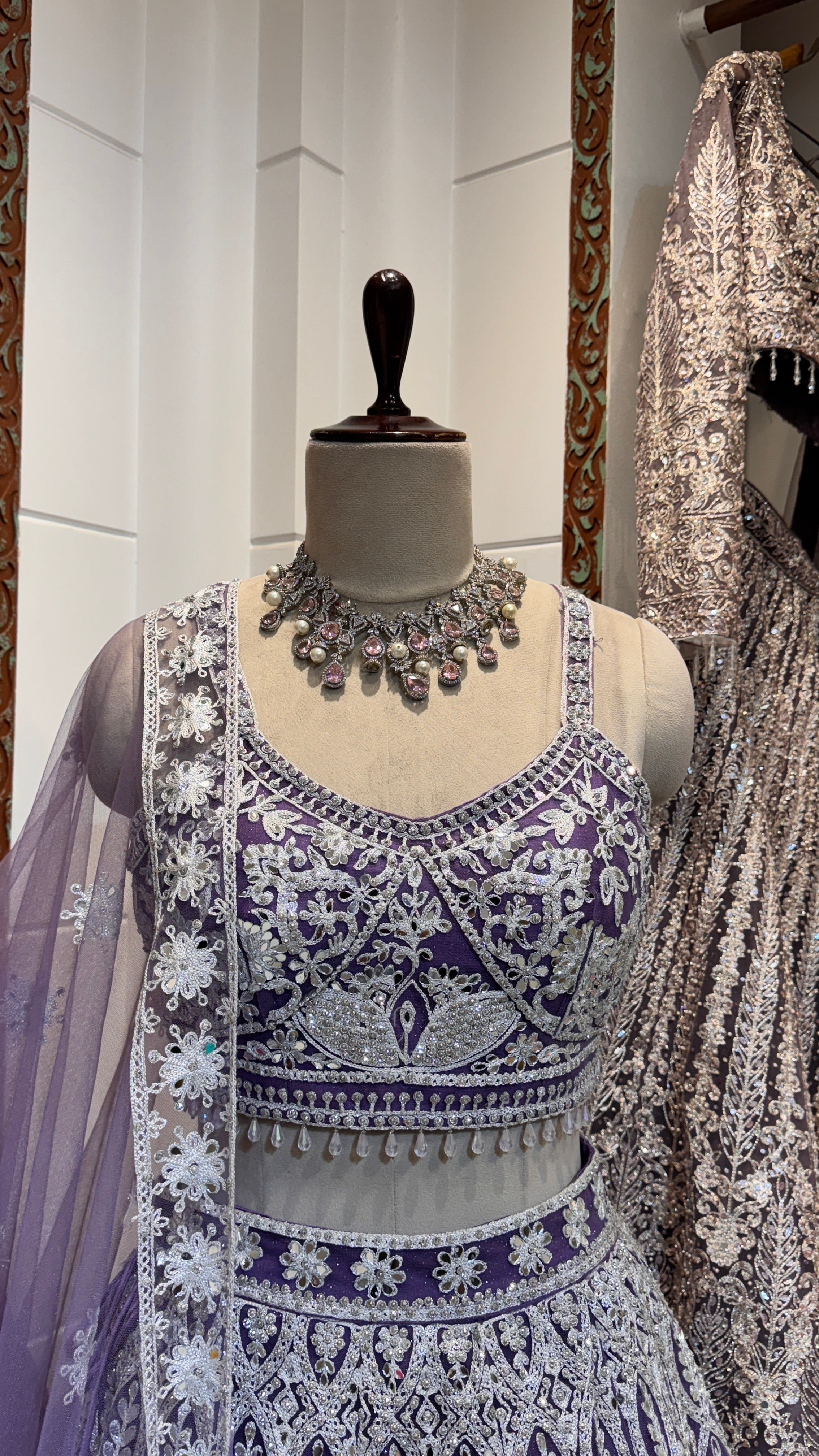 Purple silver lehenga