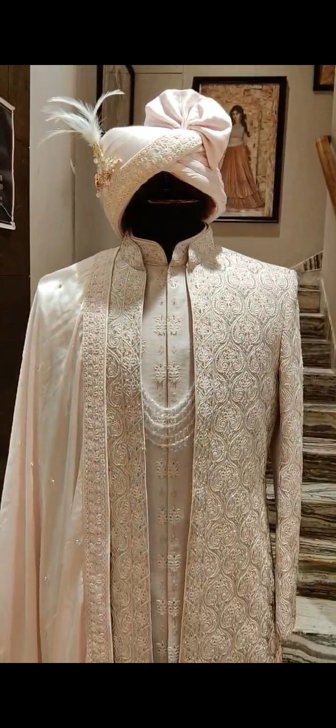 Rose Gold Silk Sherwani 3-Piece Set