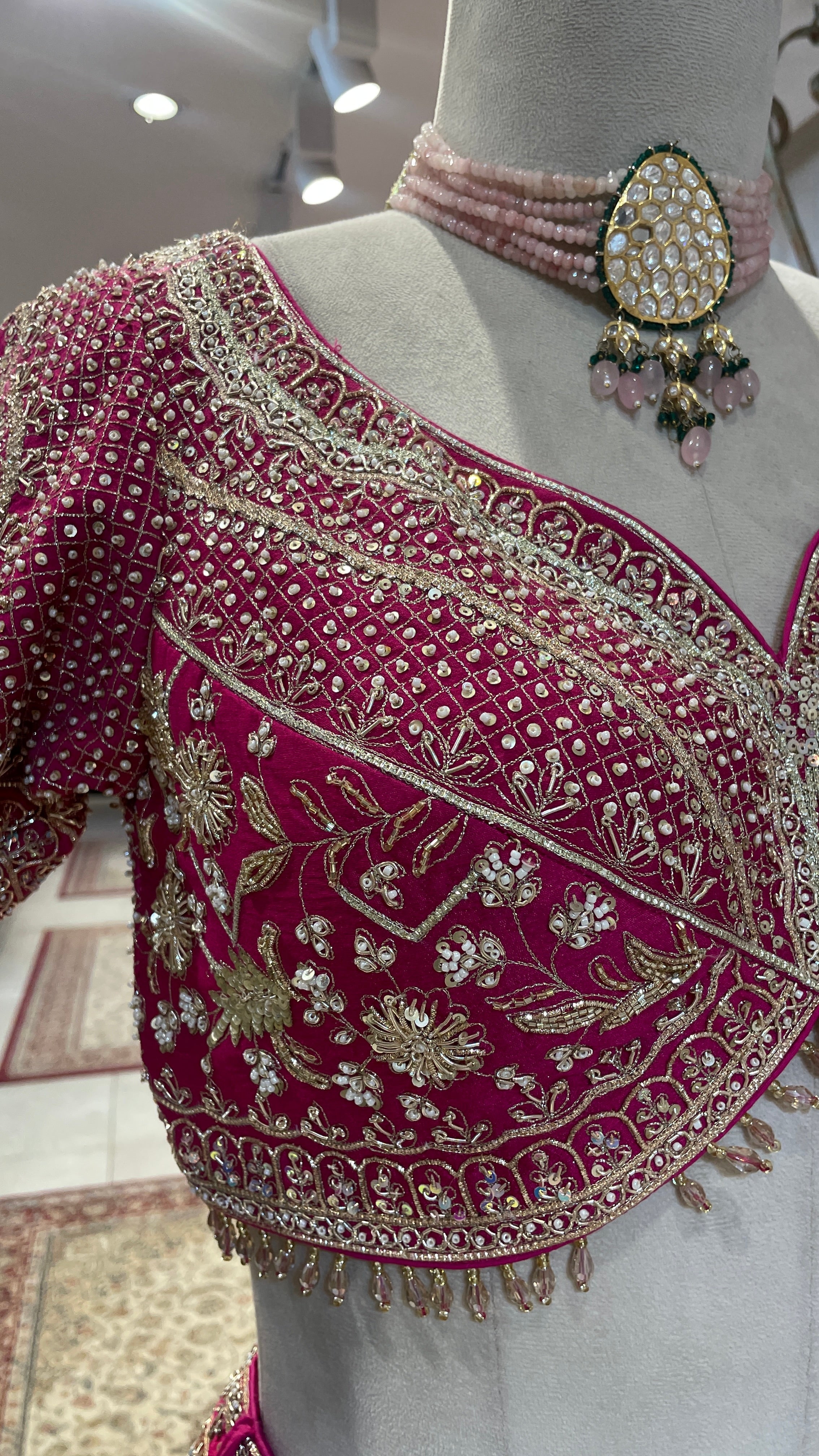 Silk multicoloured lehenga with Banarsi work and Gota Patti highlights
